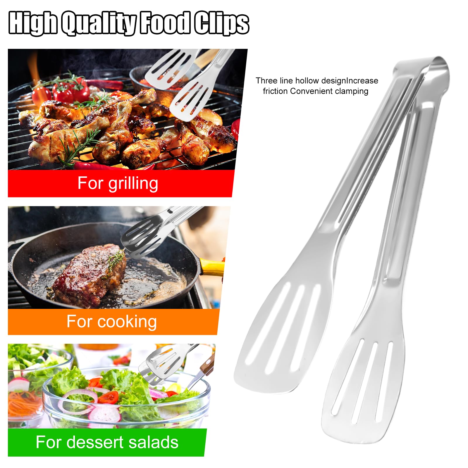 Pinze da cucina in acciaio inox, pinze per insalata, per cucinare, barbecue, pasticceria, panini, ghiaccio, forbici da servire