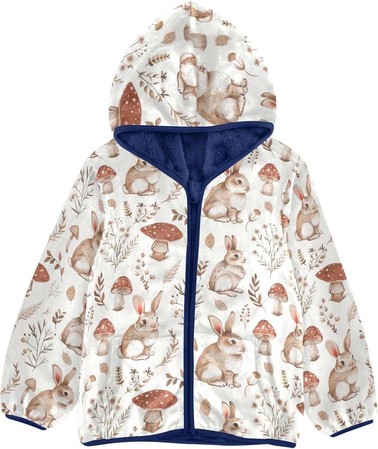 CHIFIGNO Mushroom Rabbit Toddler Coats for Boys Fleece Lined, Outerwear Jackets Toddler Boy Fall Jacket with Hooded 3-10Y