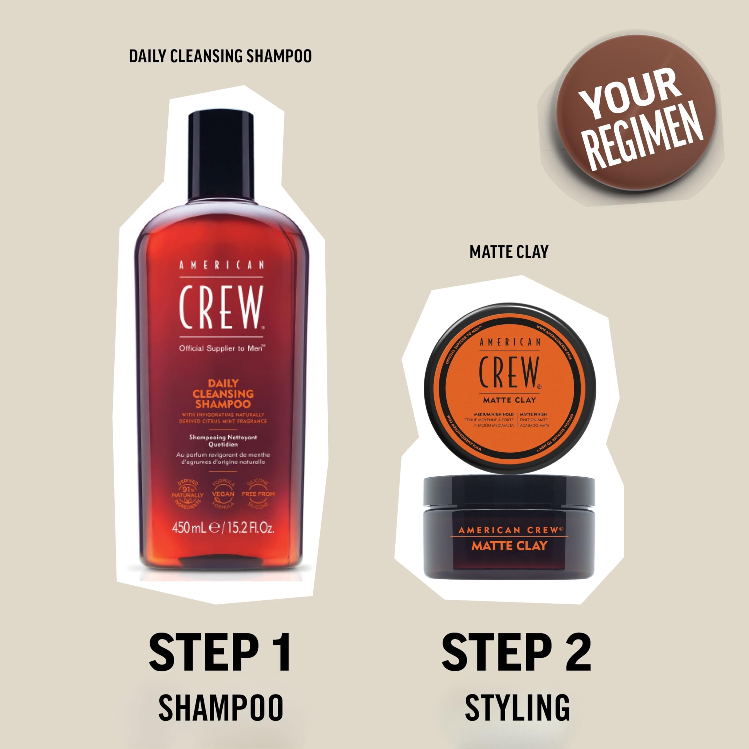 American Crew Matte Clay, Cera Capelli Uomo, Tenuta Medio/Alta & Finish Opaco, Dona Texture e Controllo, 85g