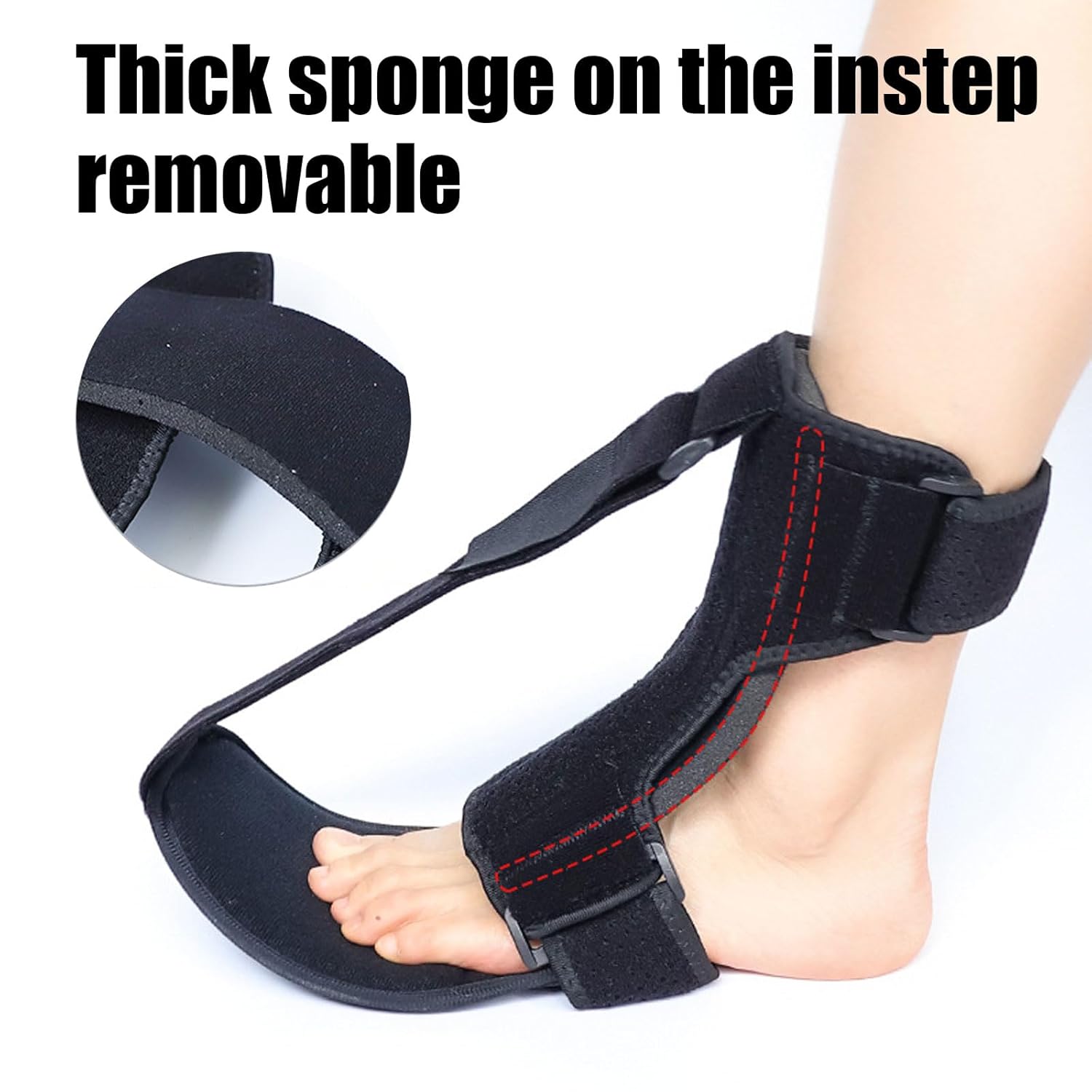 Plantar Fasciitis Night Splint, Foot Drop Brace Adjustable Dorsiflexion With Ankle Brace Relief For Heel Spurs Achilles Tendonitis Ultra Light Sleep Friendly Design (Black, Medium) - Image 4