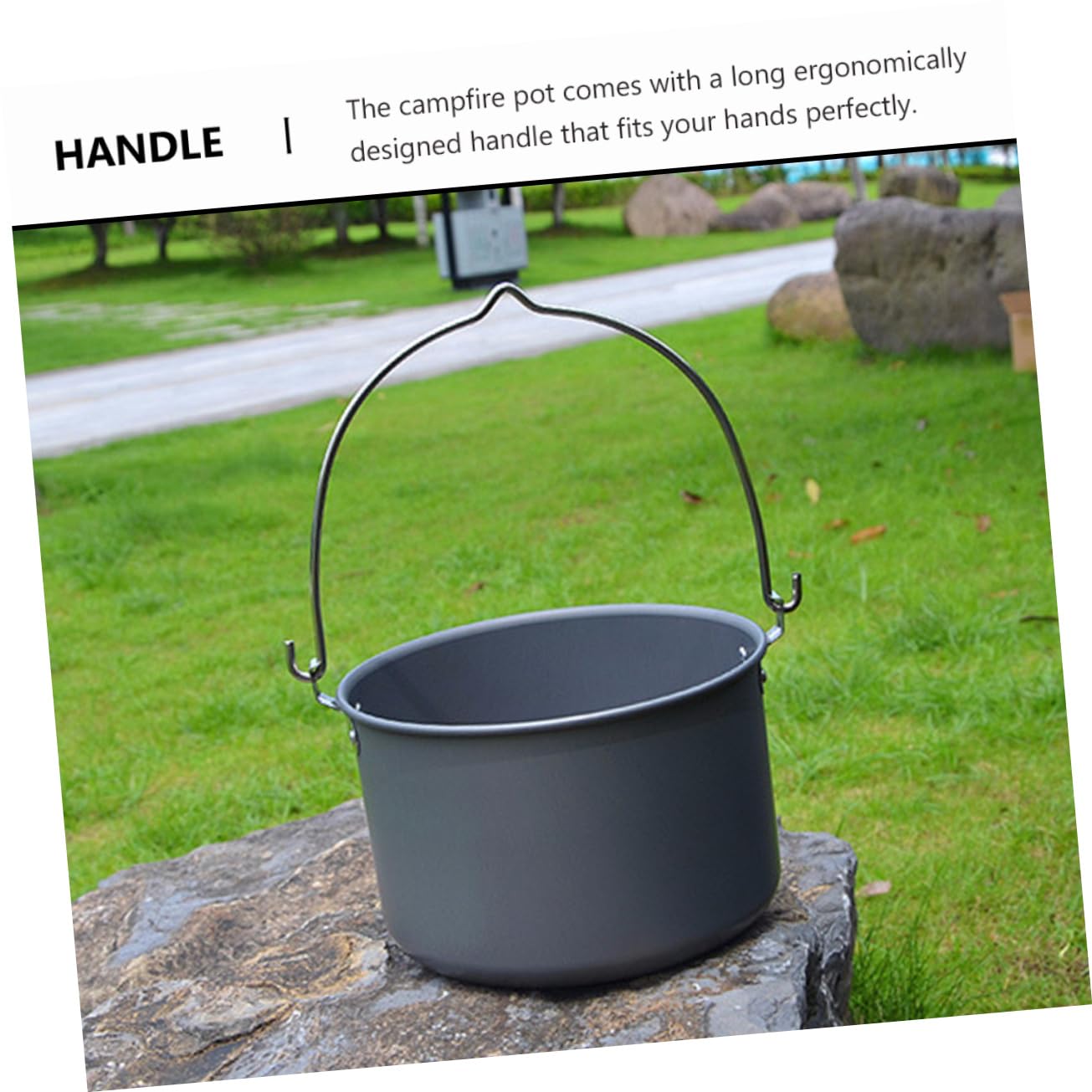 BRIGHTFUFU Lightweight Capacity Camping Pot with Folding Handle Portable Hanging Cookware for Outdoor Cooking for Picnics and Camping Adventures Ergonomic Design Hard Anodized