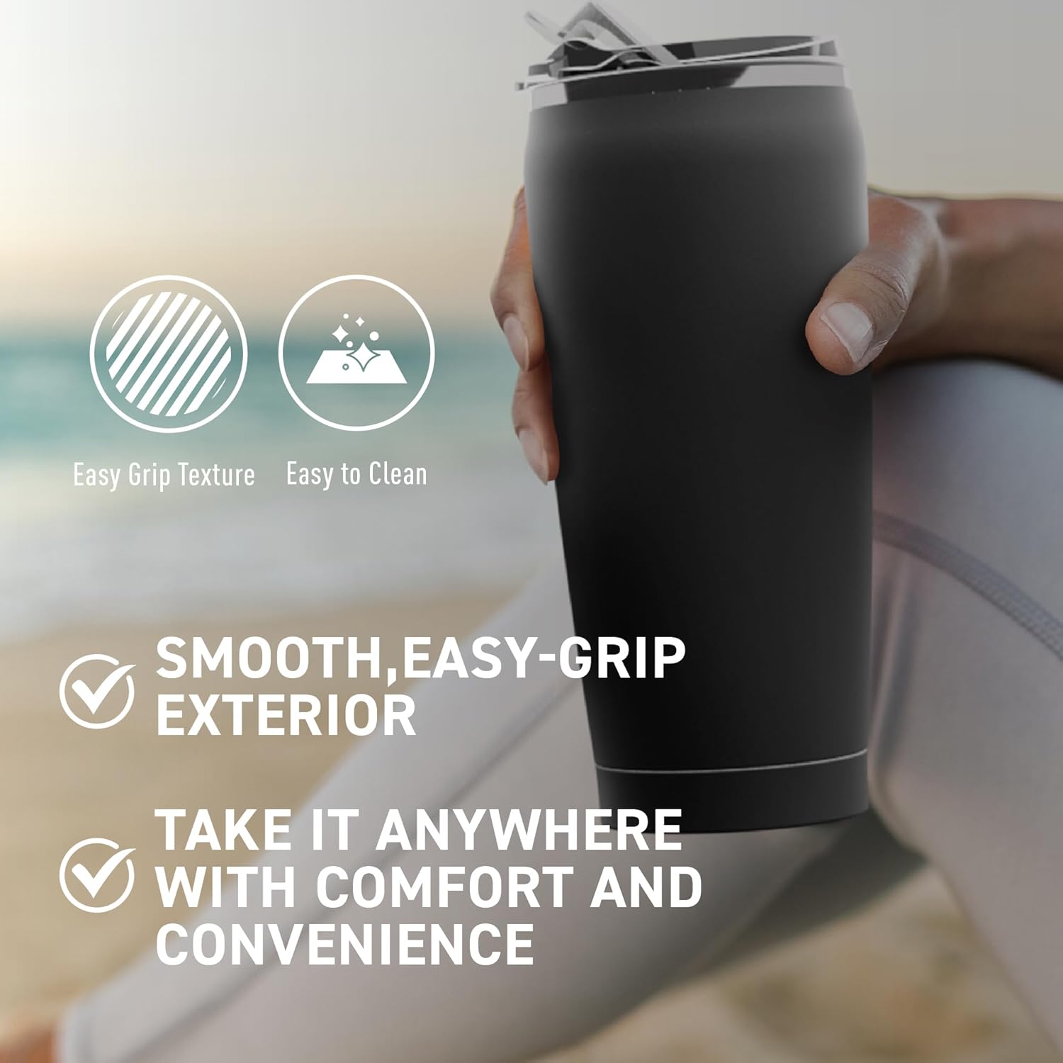 Asobu 20oz Coffee Mug, XL Spill-Proof, Double-Wall Vacuum-Insulated Stainless Steel, Keeps Flavors True, Tumbler with Coffee Sip Lid for Hot + Cold Drinks