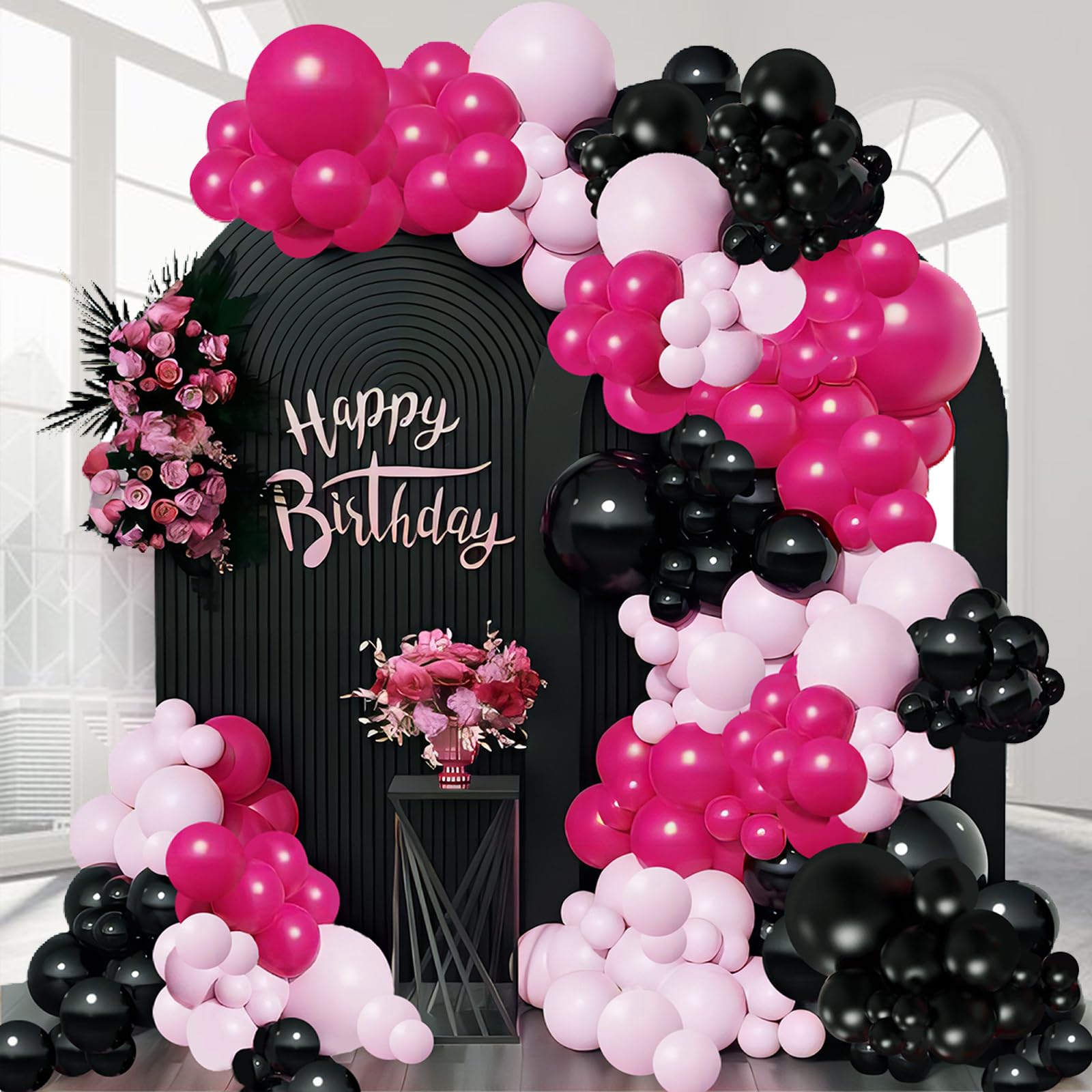 Amazon.com: INFLORAL Valentine's Day Party Black and Hot Pink Balloon  Garland Kit 162 PCS Rose Red Black Pink Balloon Arch Kit Latex Balloons for  Birthday Baby Shower Mother's Day Princess Theme Party :