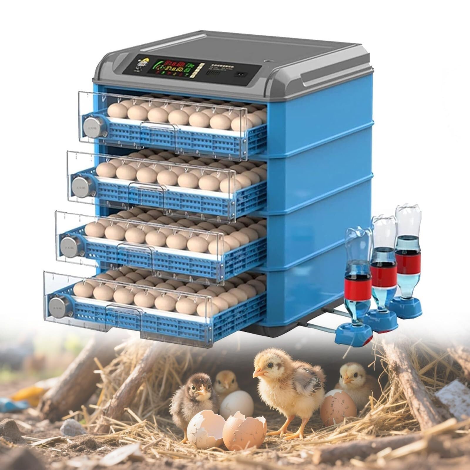 Hühner-Brutkasten für Bruteier mit automatischem Eierdrehen, Temperatur- und Feuchtigkeitsregelung, LED-Bildschirm, allgemeine Verwendung für Hühner, Enten und Vögel