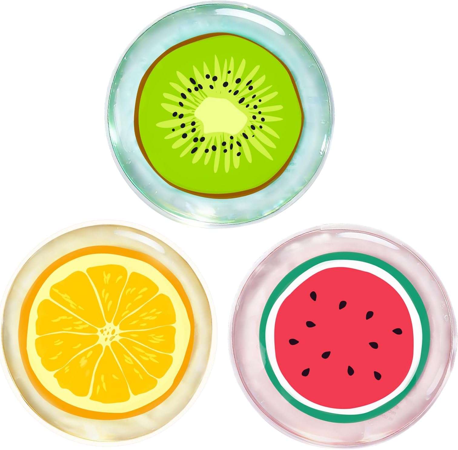 Hilph Kid Ice Packs, Reusable Boo Boo Ice Packs for Kids & Toddlers & Baby Injuries, Hot Cold Compress for Body Pain Relief, Bumps & Bruises, Toothache, Fever, 4.5 Inch, 3 Packs, Fruit