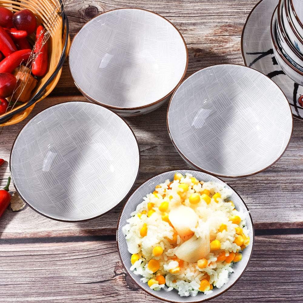  | Japanese Rice Bowls set of 4, Ceramic Rice bowls for Rice Soup, 4.5'' Rice Bowls(Red): Rice Bowls