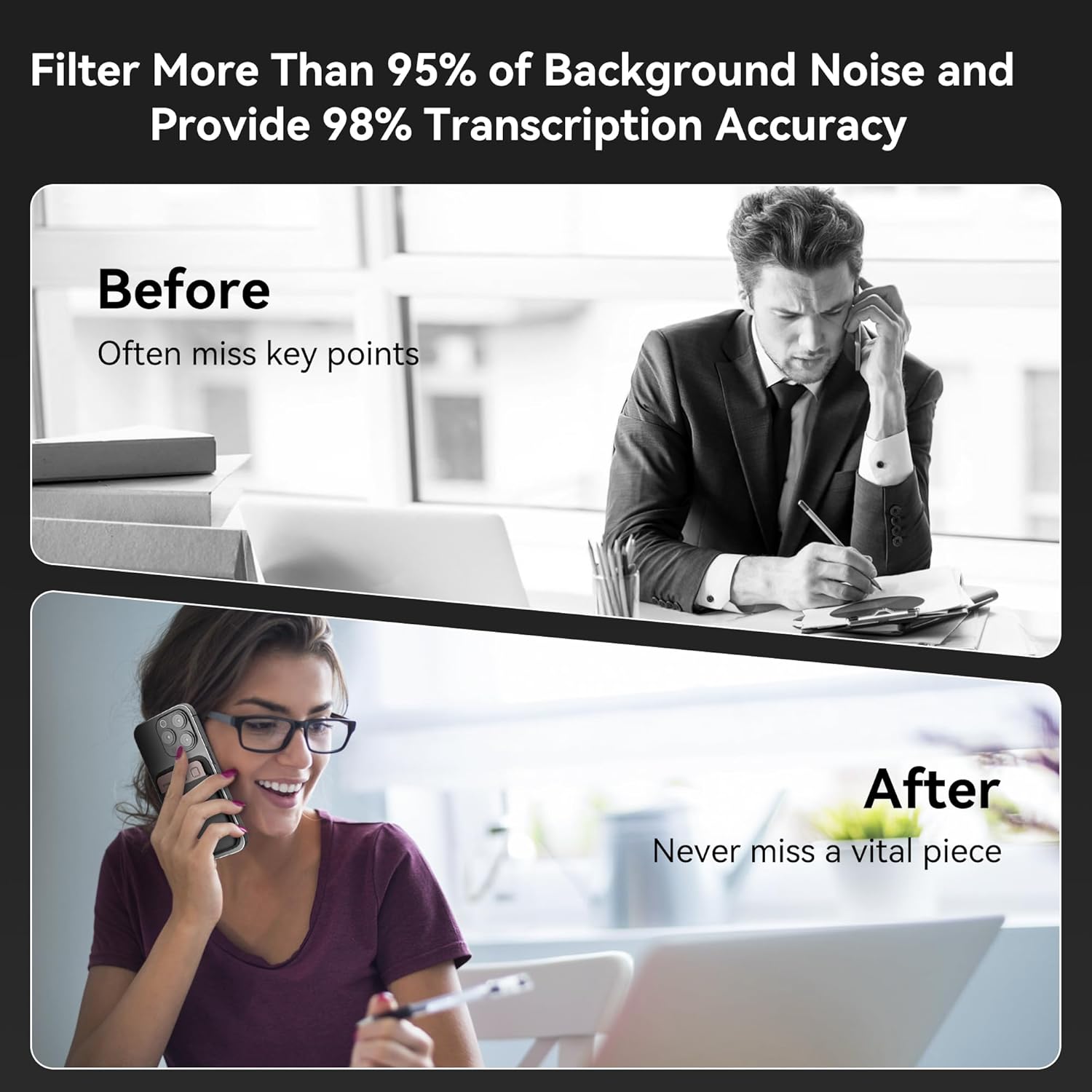 WaveNote AI Voice Recorder, Transcribe & Summarize Recorder, 42 Hours Continuous Recording, Support 112 Languages, 64GB AI Recorder for Meetings, Lectures, Calls,Multi-Speaker Voice Recognition
