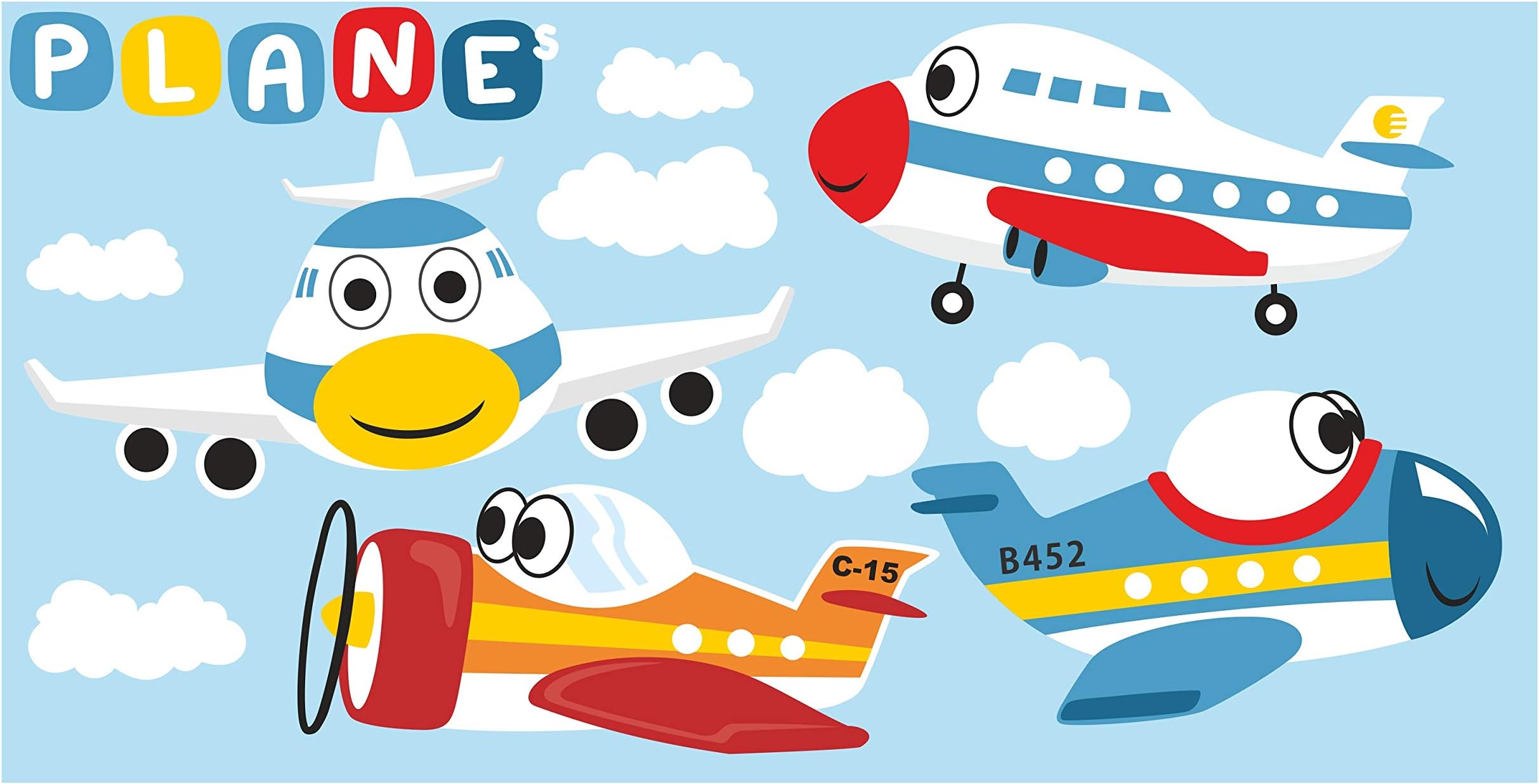 madras24pl Wall stickers Kids Baby Children's Planes Plane stickers Cloud Decals Bedroom Livingroom Decoration Childroom