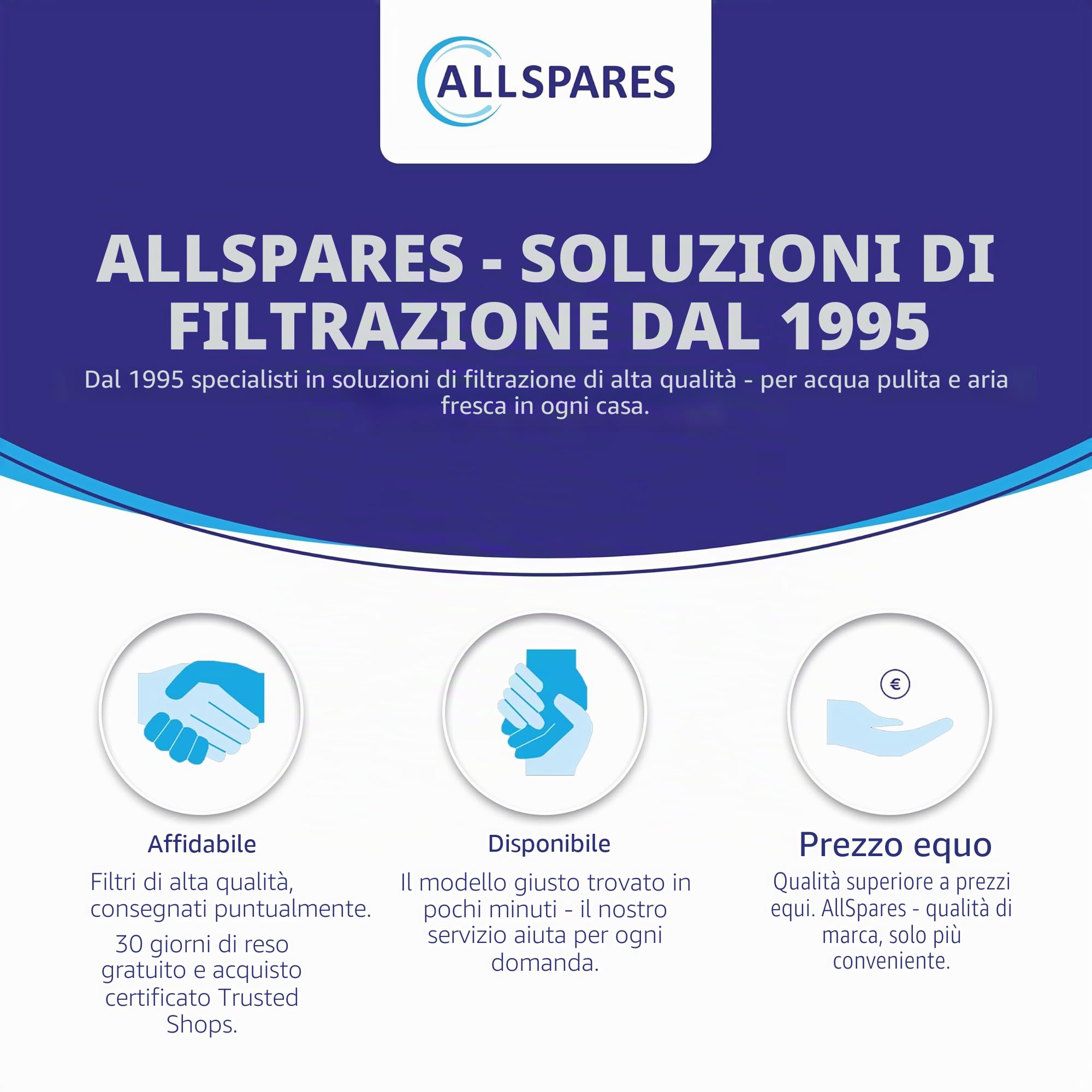 AllSpares Filtro Whirlpool, filtro per piscina, filtro spa, ricambio per Weltico C7, 62617, diametro 180 x 760 mm, manico, apertura 50 mm