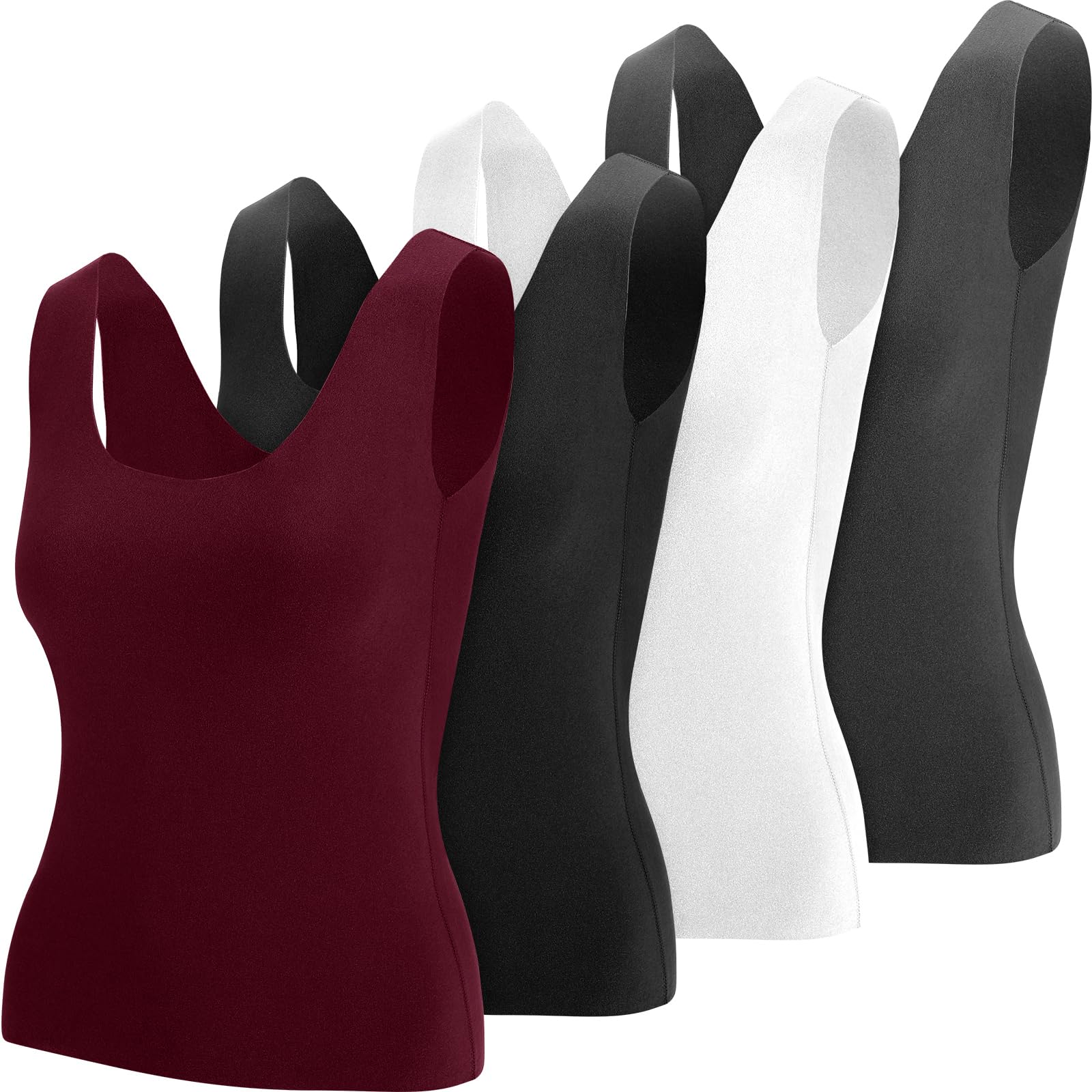 Toulite 4 Pcs Thermal Tank Tops Women Underwear Tops Sleeveless Undershirt for Women Cotton Camisole Warm Base Layer