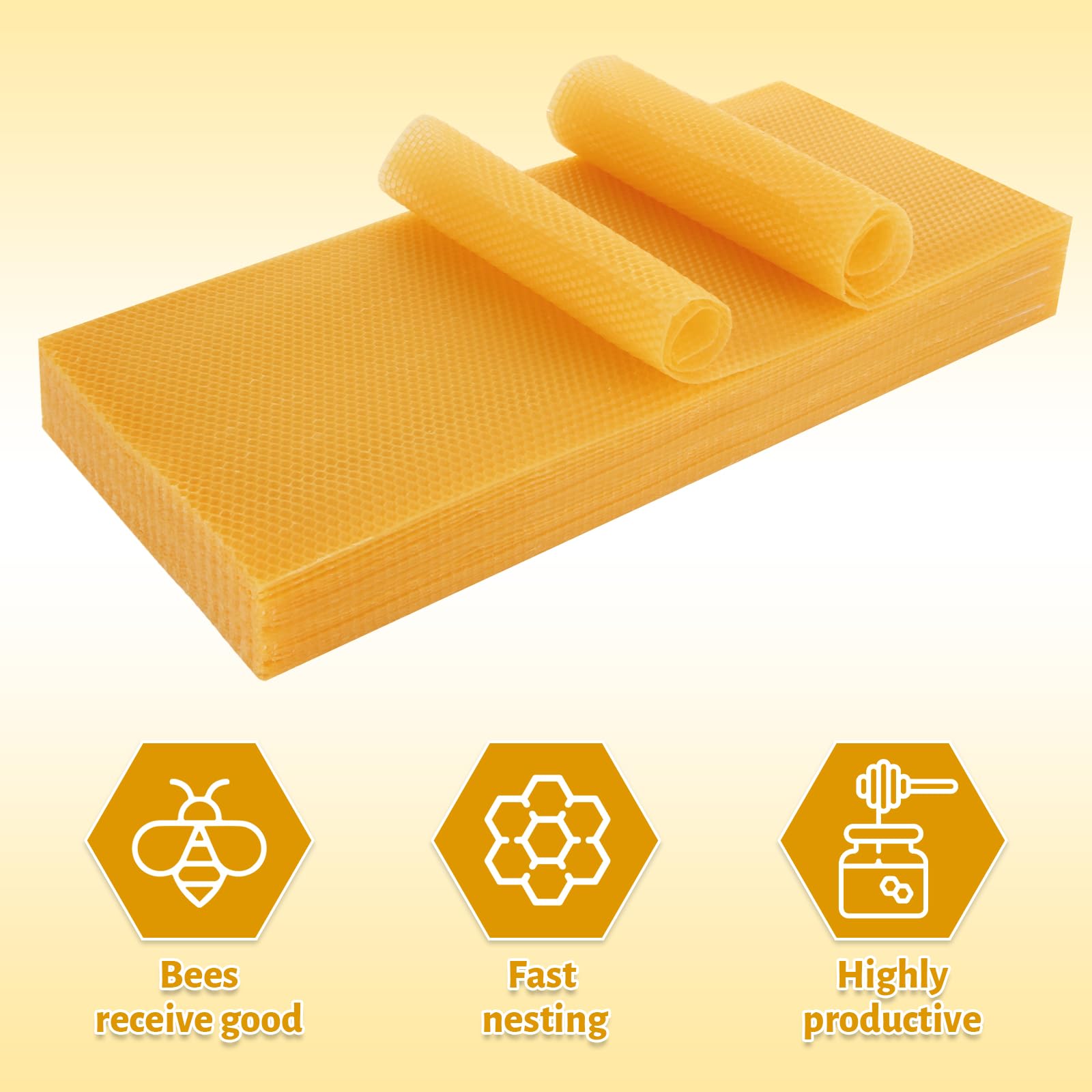 30 fogli di cera d'api 41,4 x 19,6 cm in cera naturale per alveare, nido d'api, cornice per miele, per cornici per api