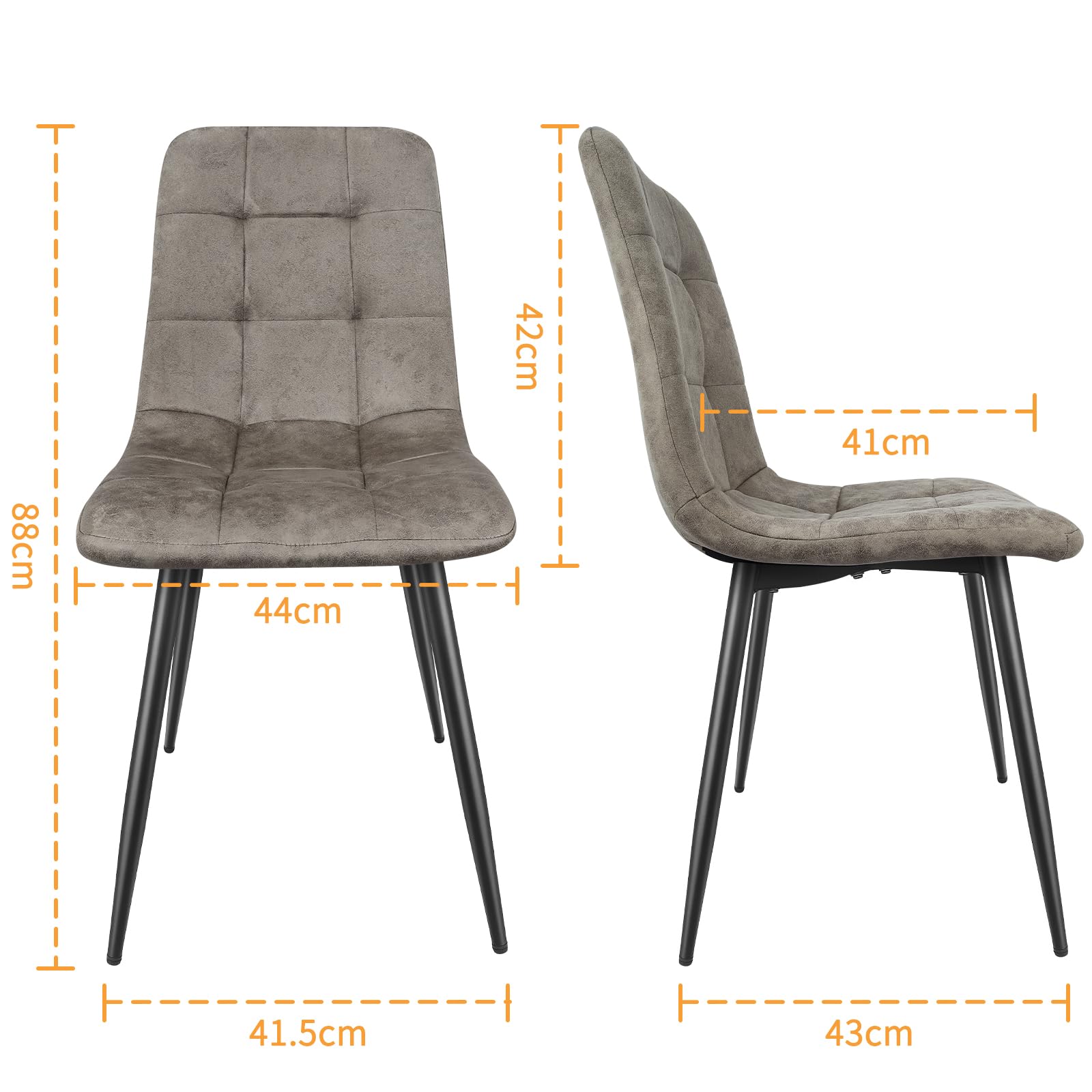 ANVOFONG Sedie Sala da Pranzo set da 6,Panno Tecnico Sedie Cucina,Salotto Con base in Metallo,Adatto a Sale da Pranzo, Soggiorni,Cucine,Camere da Letto e Sale di Ricevimento-Khaki