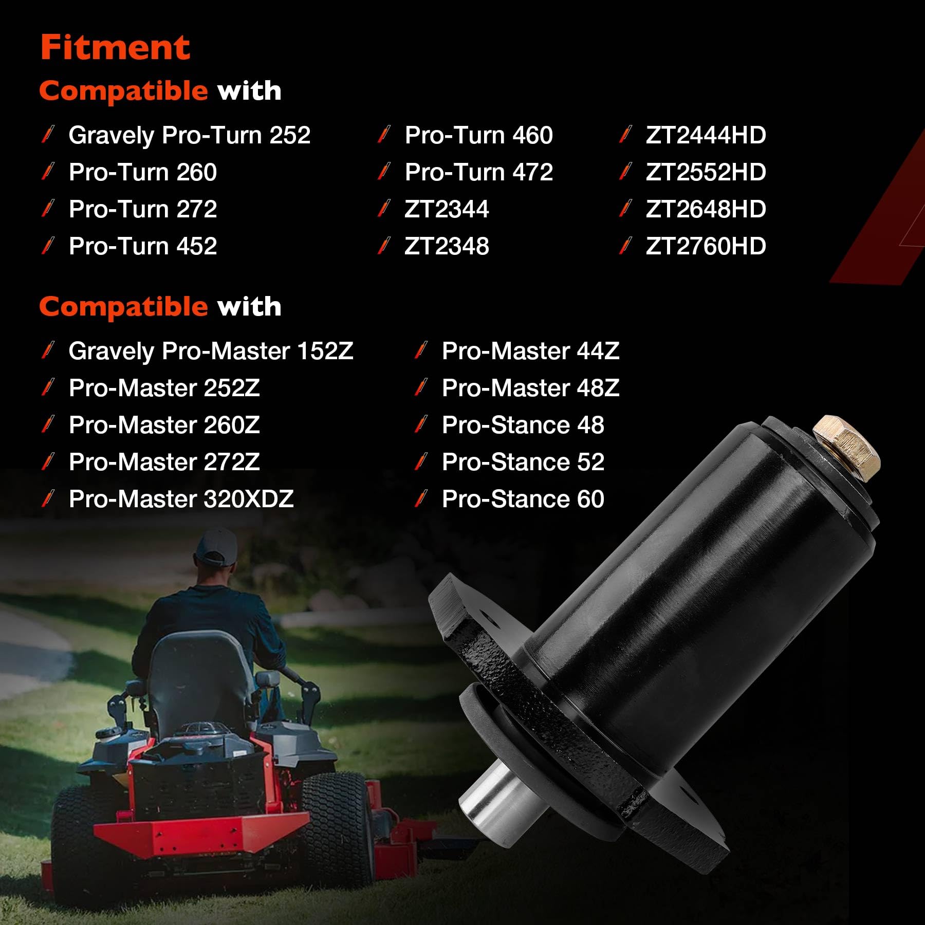 ATRACYPART Paquete de 3 husillos de cubierta de cortacésped 59202600 compatibles con Ariens Gravely Pro Master Stance Turn reemplaza # 59215400 59225700 69219700