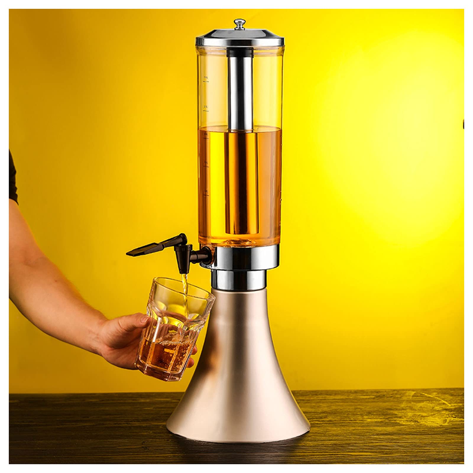 Torre De La Cerveza Dispensador De Jugo De Bebidas con Carámbanos De Acero Inoxidable Y Escala para Bar Party Restaurant KTV Barbecue Restaurant (3L / 3.17Qt),D