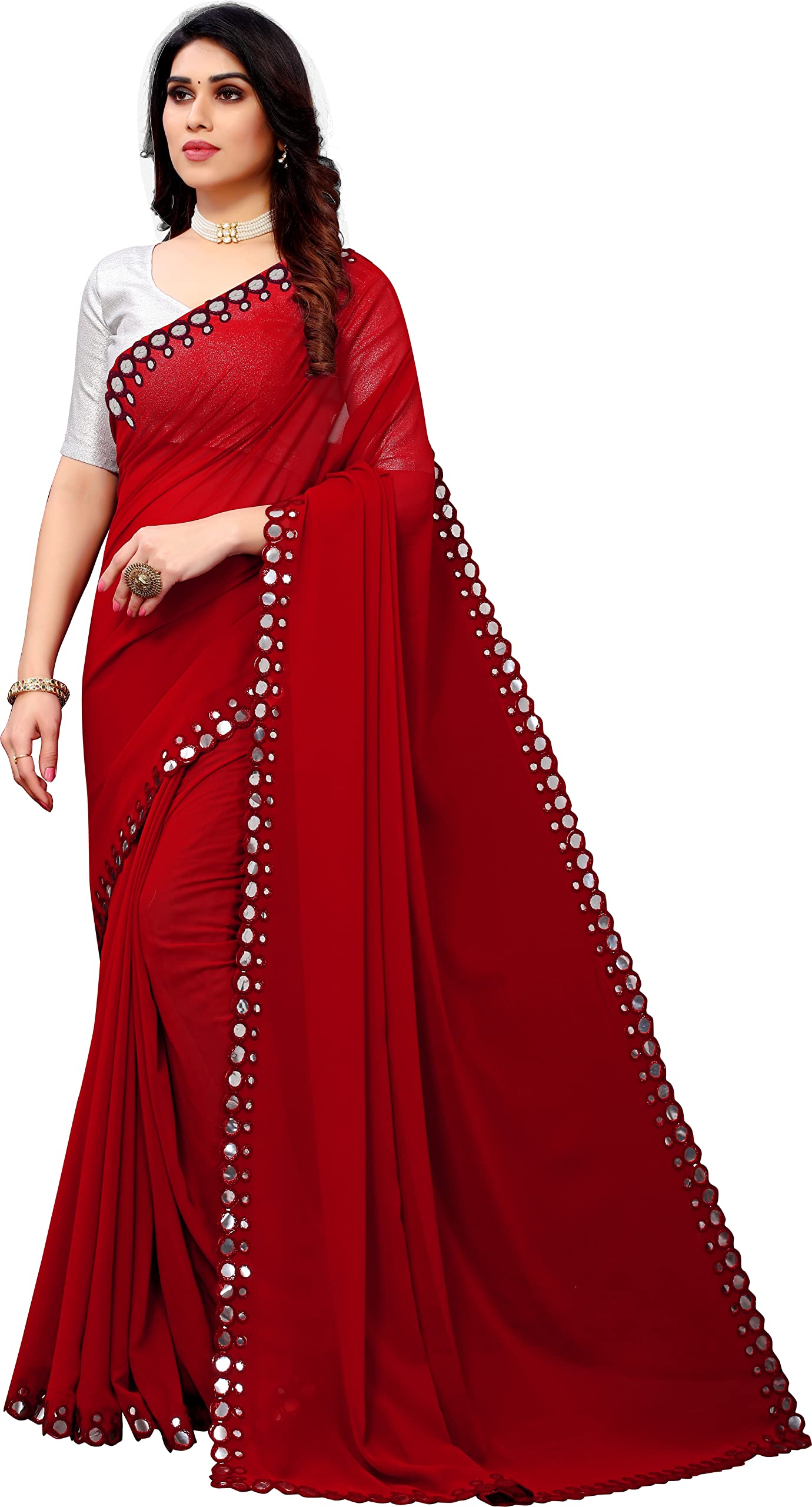 Florely Women's Georgette Saree With Blouse Piece