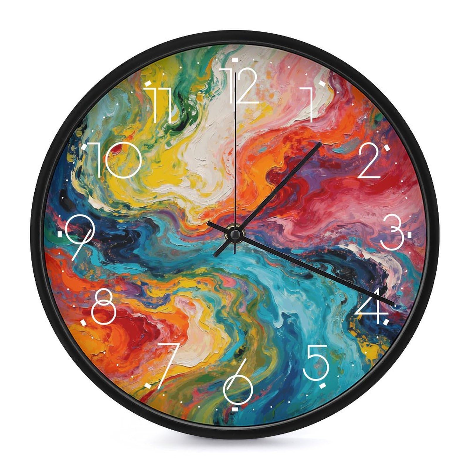 Horloge murale moderne 25cm ronde et colorée pour décoration bureau