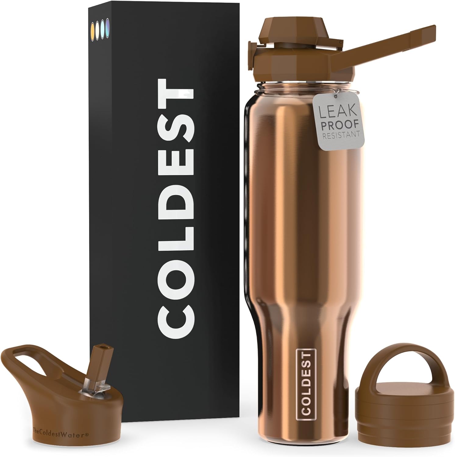 COLDEST Sports Water Bottle 3 Lids (Chug Lid, Straw Lid