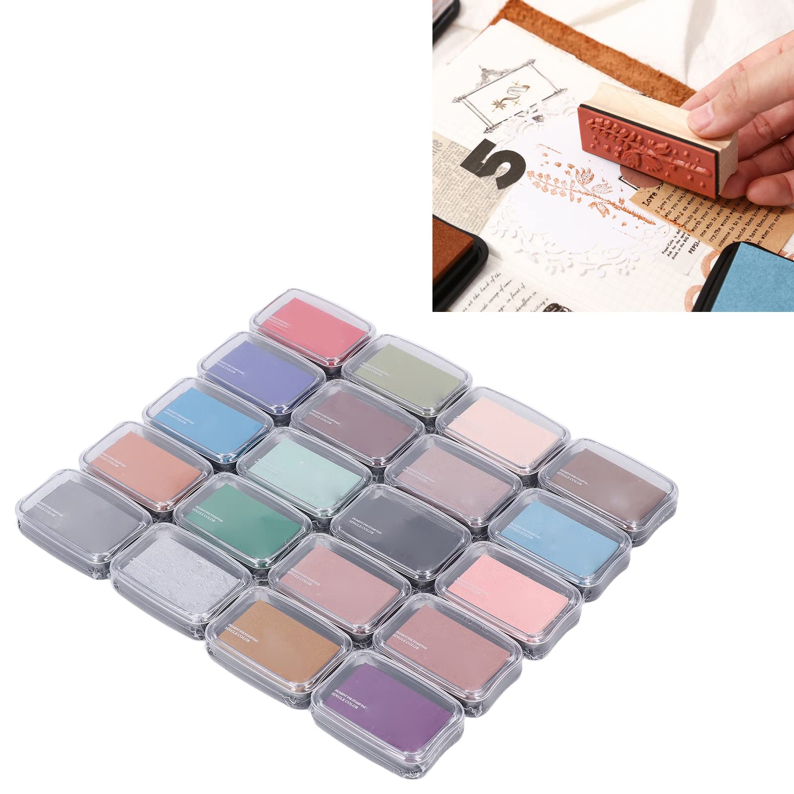 Almohadillas de tinta estilo retro, almohadillas de tinta para manualidades con 20 colores de alta saturación, almohadillas de tinta de esponja fina para proyectos artísticos, set
