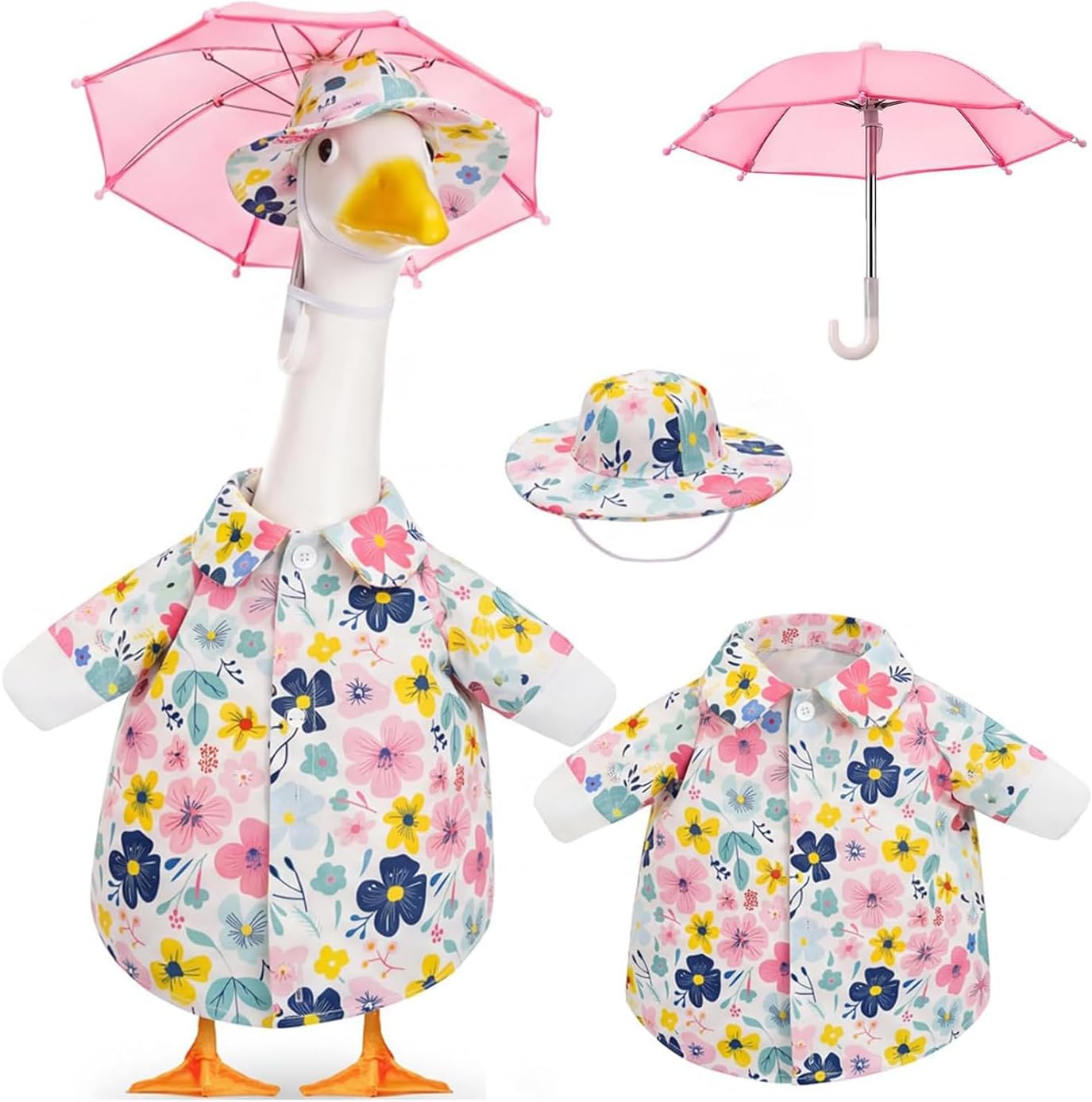 3 Pcs Raincoat Summer Porch Goose Outfits Fits 23” Goose Statue Decoration