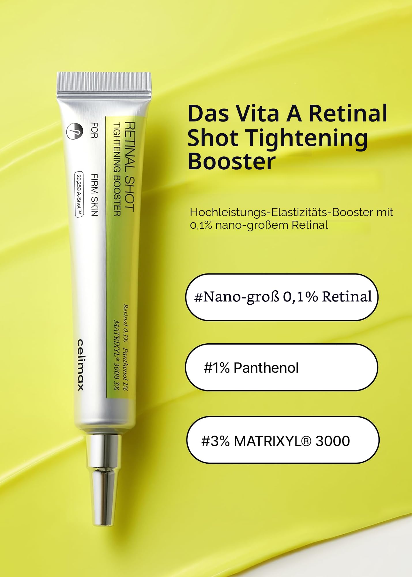 celimax Vita A Retinal Shot Tightening Booster mit 0,1% Retinal & 3% Matrixyl – hochwirksames Anti-Aging Serum gegen Falten, Poren & für straffere Haut, Korean Skincare (Duo Set 15ml x2)