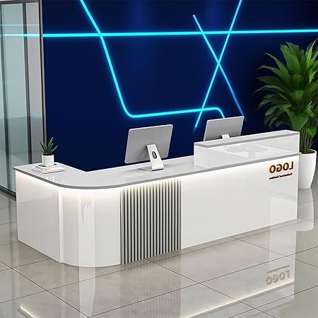 Reception Desk with Counterr, Lockable Drawers and Storage,Shopping Mall Office Cashier Receptionist Desk for Receptionists in Offices, Retail Stores, Lobbies, Shops