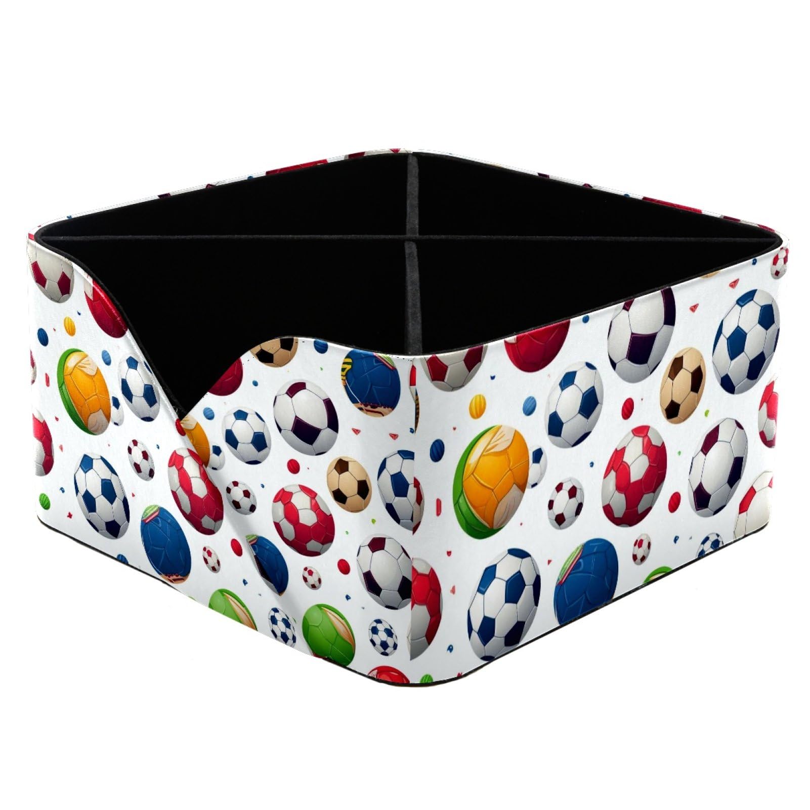 KengjuTesu Soccer Football Pattern Desktop Organizer Pen Holder, Rectangular Pencil Cup for Office, Study and Makeup Stations