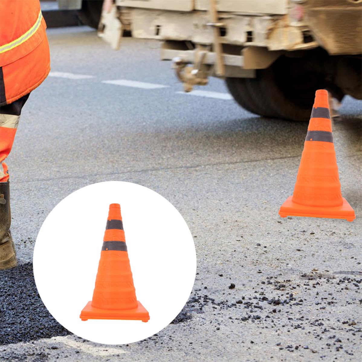 Verkehrssicherheitskegel Orange Zusammenklappbarer Kunststoff