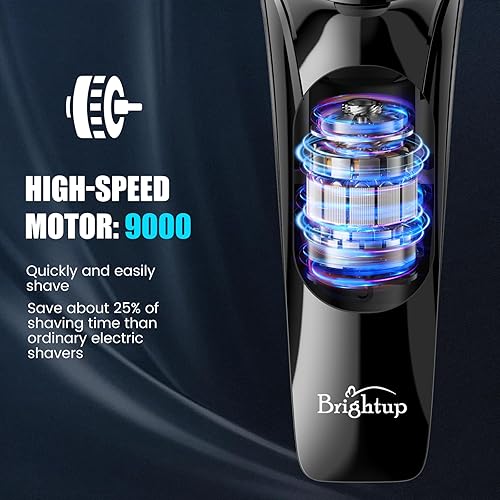 Miniatura 9 de Brightup Maquinilla de afeitar eléctrica para la cara de hombre, afeitadora eléctrica húmeda y seca para hombres con recortadora emergente,