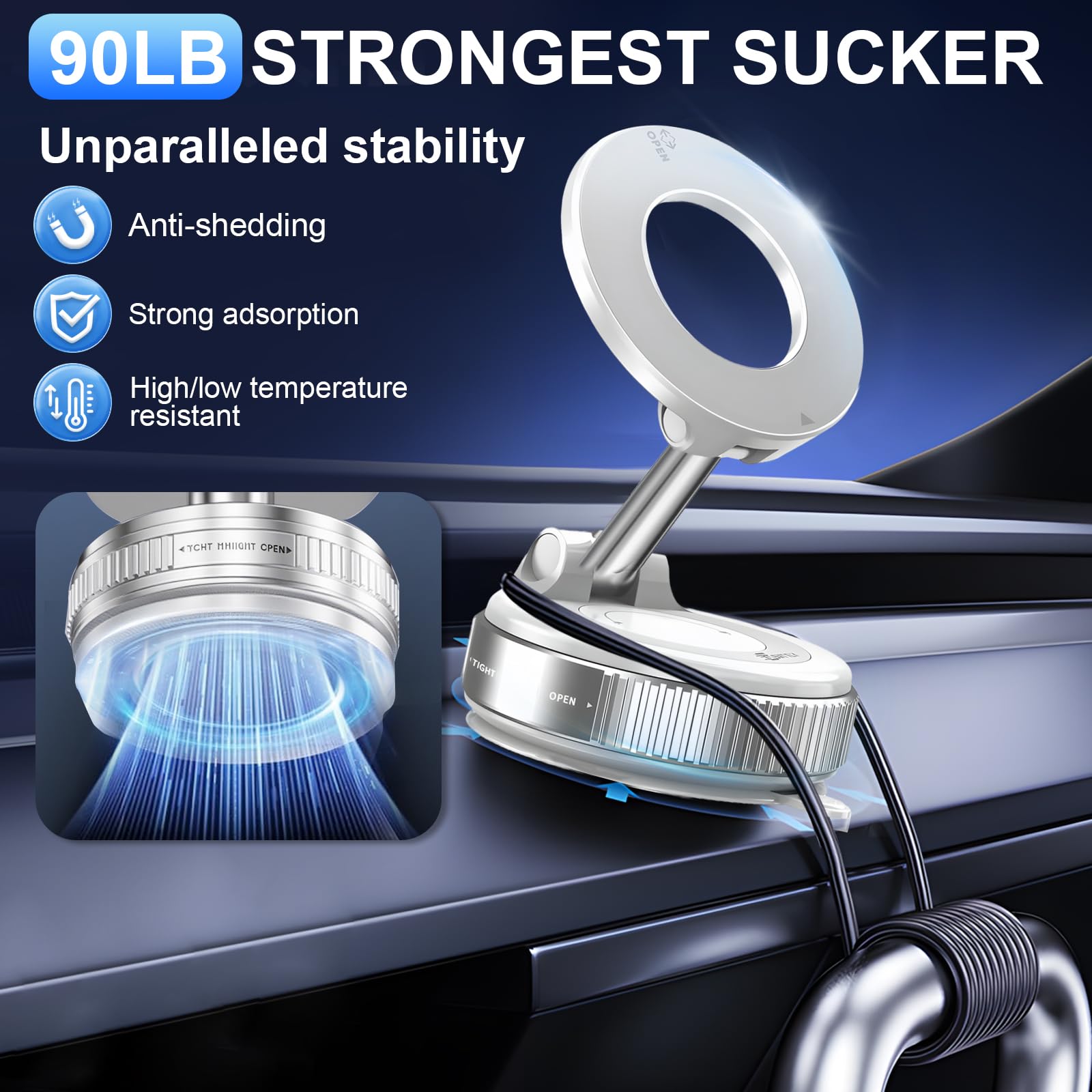 HA BIN Supporto Magnetico Cellulare Auto,Supporto Telefono Auto Ventosa, 360° Rotazione Pieghevole, Magnete Super Compatibile con tutti i telefoni, con iPhone 16 Pro-12 e Android