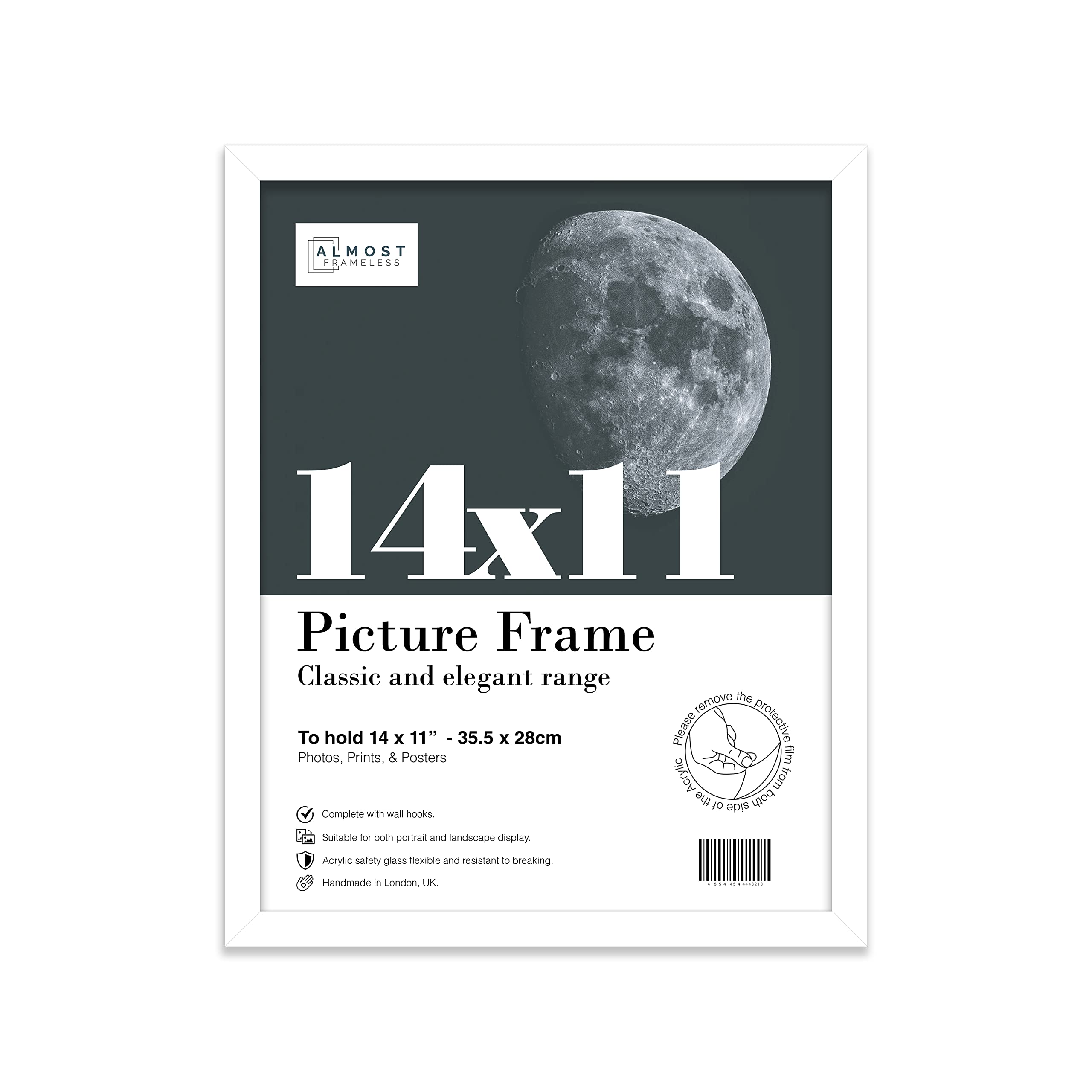 14x11 Inch White Photo Frame Wall Mountable Picture Frame Standard Photograph Size, 14" X 11" (36 X 28cm)