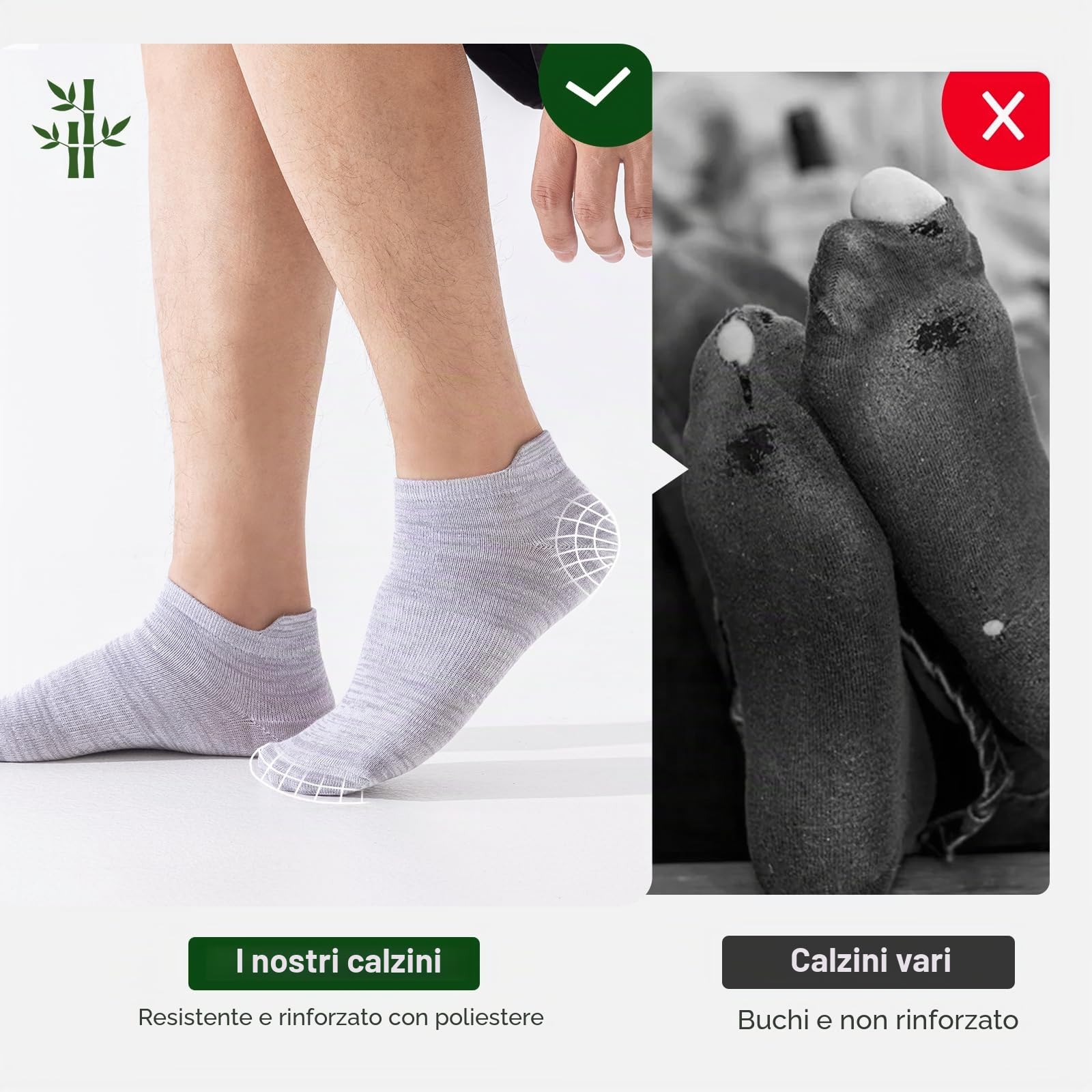 Niorasen Calzini in Bambù Uomo e Donna, 6 Paia, Calzini Corti, Estivi Traspiranti, da Lavoro, Sportivi alla Caviglia per Running e Ciclismo, Antibatterici, Anti-odore e Anti-sudore