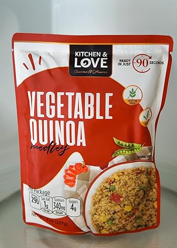 Miniatura 7 de Kitchen & Love Mezcla de quinua vegetal, precocida, bolsa lista para microondas, estable, sin OMG, sin gluten ni lácteos, a base de plantas, Kosher,