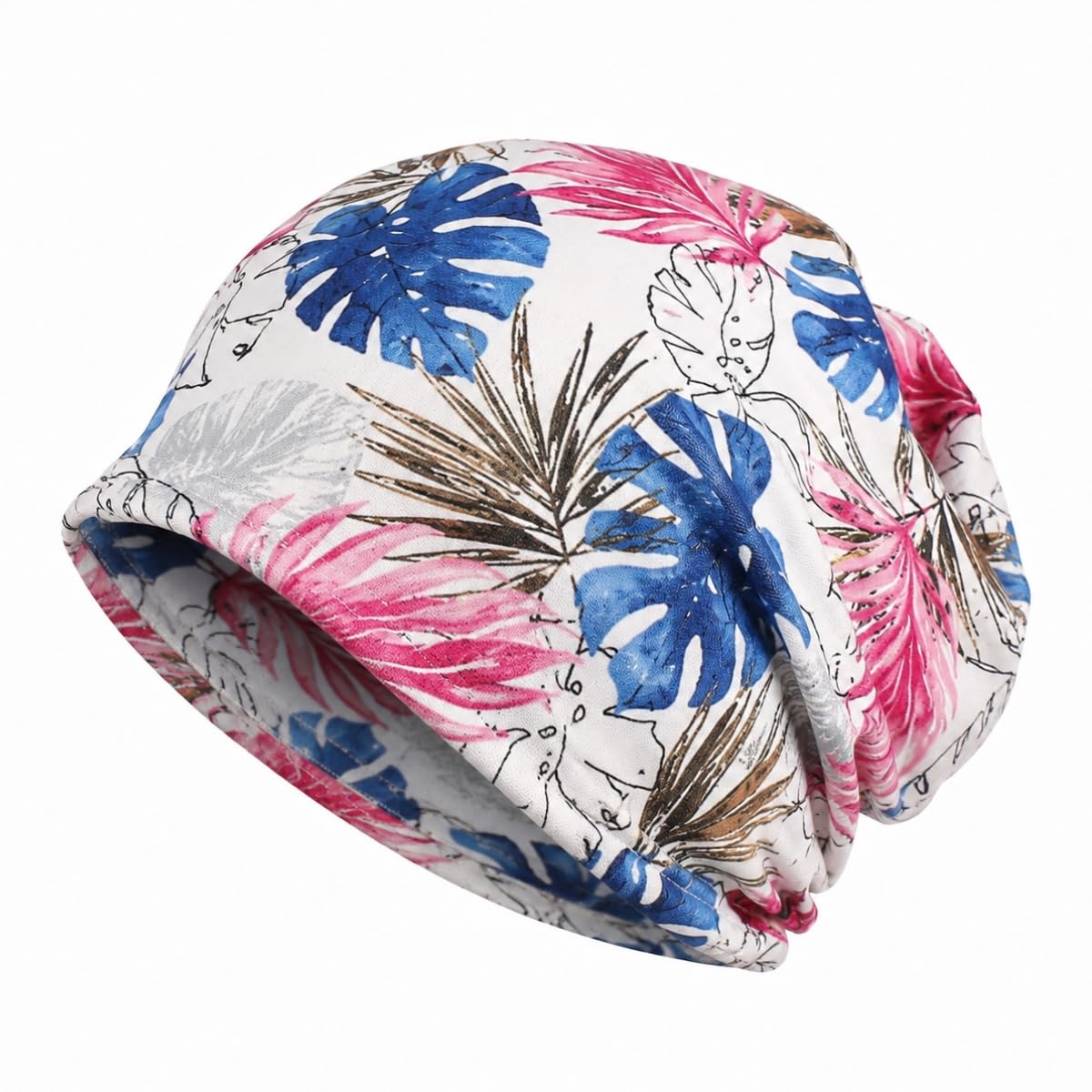 isweven Unisex Printed Slouchy Beanie Cap for Men & Women Breathable Chiffon Stretch Head Cap Lightweight Summer Beanie Running, Cycling, Helmet Liner, Hiking, Travel Headwear-picture-0