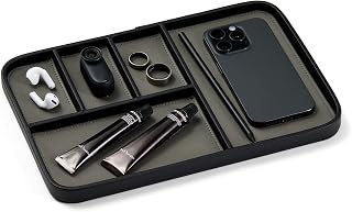 Nordik Leather Valet Tray - Large EDC Tray - Pebble Black 11.8 x 7.9 in