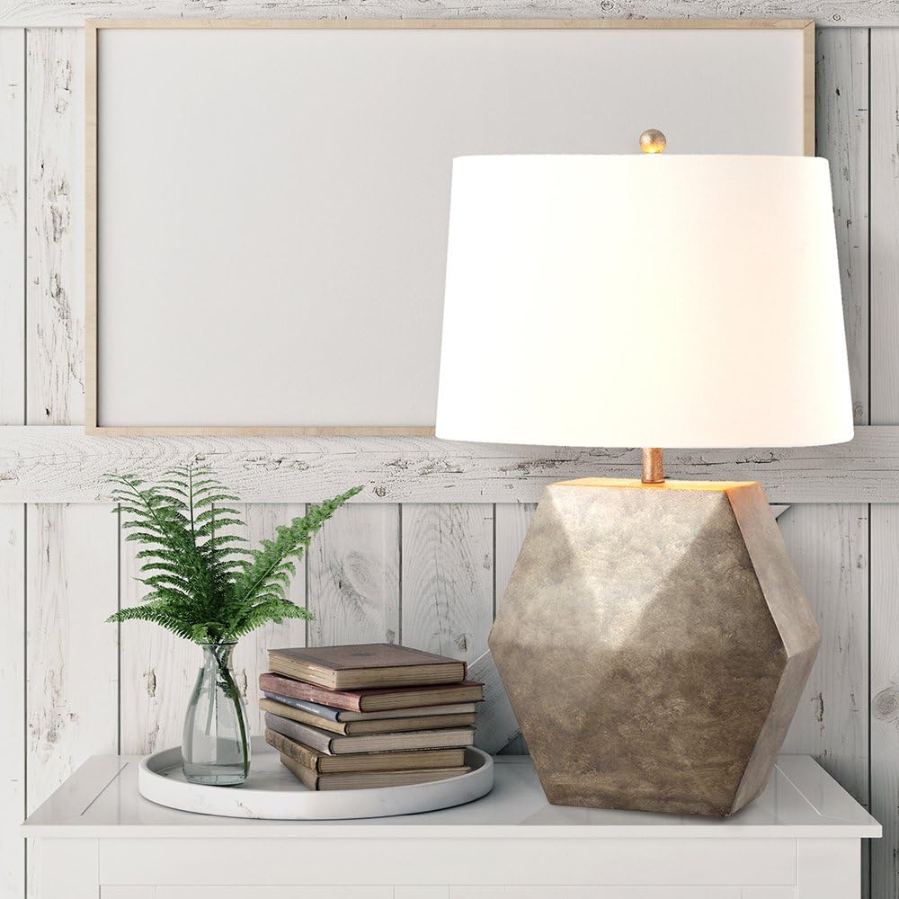 Cheapest 🛒 Catalina 20628-001 Samson Table Lamp with Off-White Modified Drum Shade (Bulb Included), 28.5, Grey