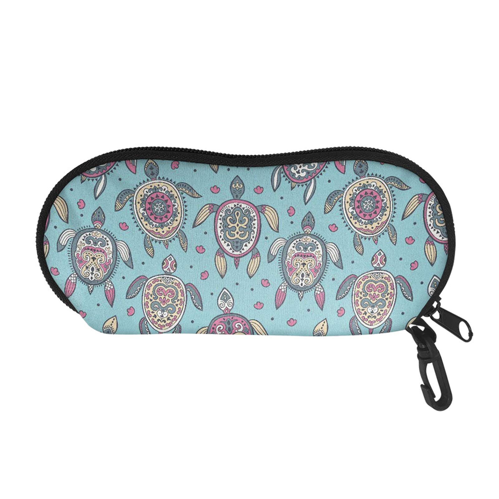 SEANATIVE Neoprene Soft Sunglasses Case Ethnic Turtle Design Zipper Spectacle Glasses Carry Bag Box Hard Case for Women