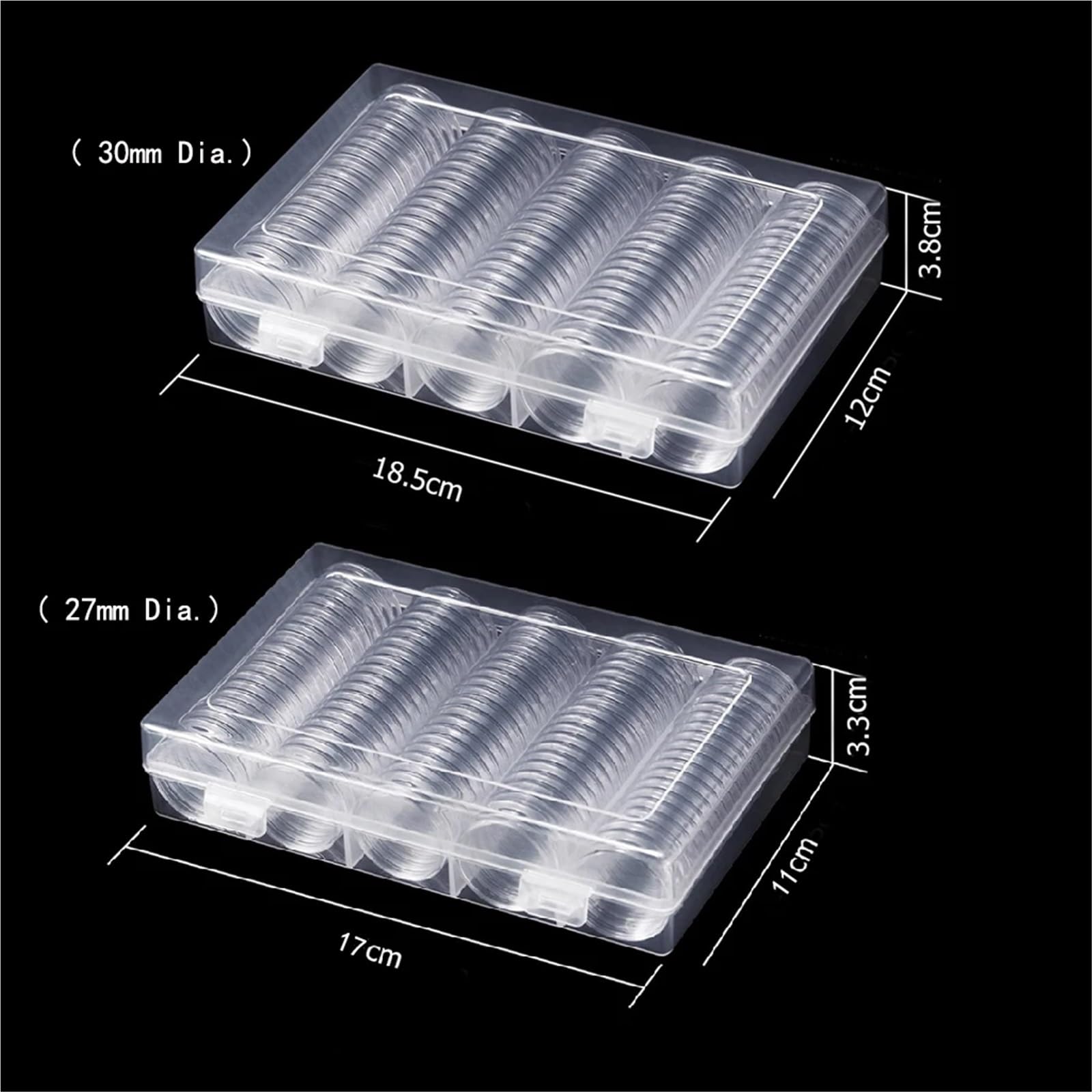 Portamonete in argento trasparente, 200 pezzi, 27 mm, 30 mm, per monete commemorative (27 mm)