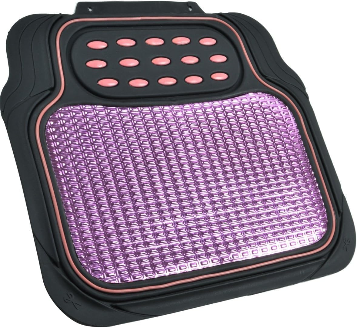 BDK 2 Tone Black & Pink Floor Mats for Cars - Metallic Top Finish Car Mats for Women & Heavy Duty Pink Car Accessories for Women - Cute Car Mats with Anti-Slip Grip Girly Mats for Cars, SUV, & Van
