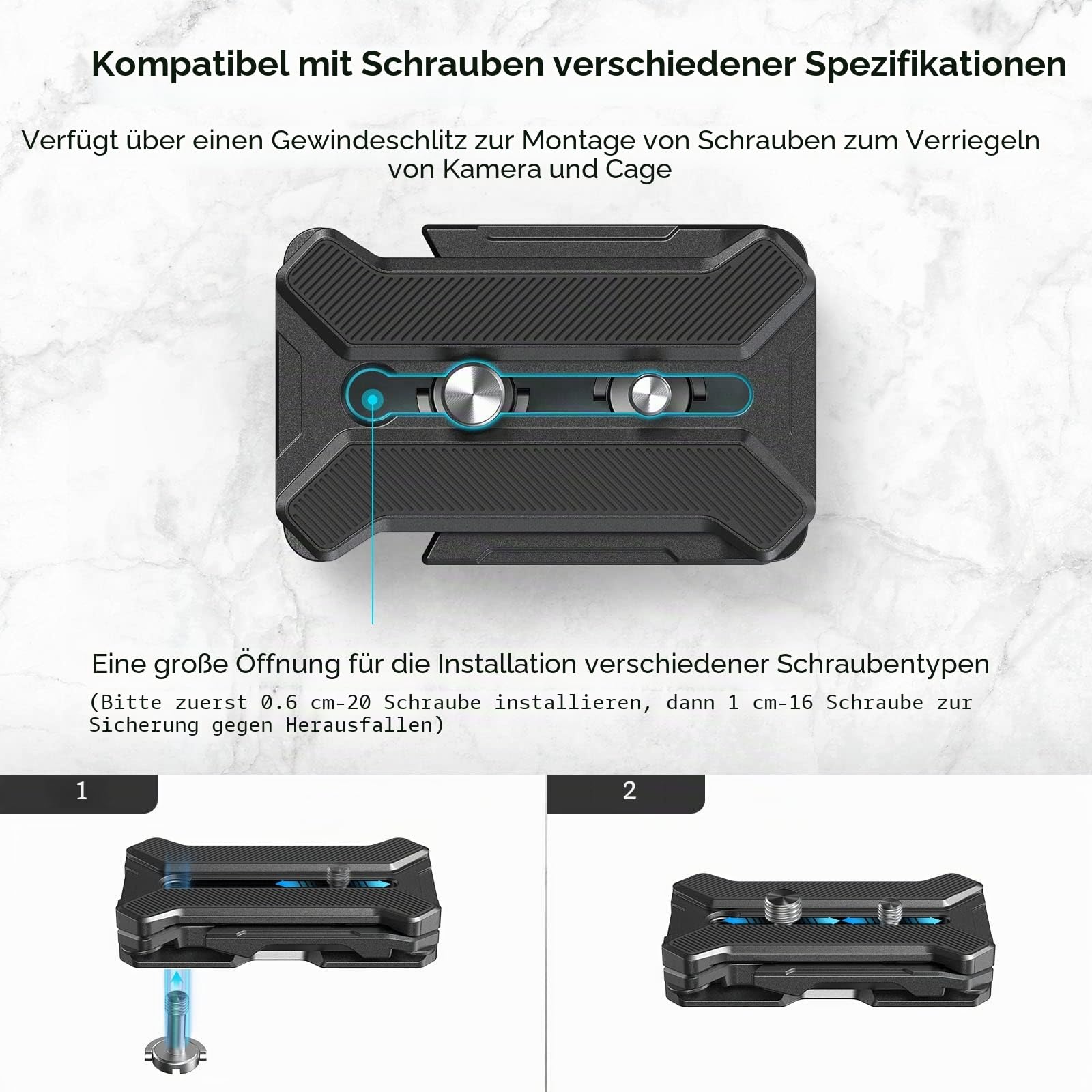 SMALLRIG Quick Release Plate Schnellwechselplatte für Arca-Typ, max. Belastbar mit 44,1lb/20kg, Faltbare Vierfüßige Halterung für Kameraobjektive Innerhalb von 5,9 Zoll/15cm - 3913