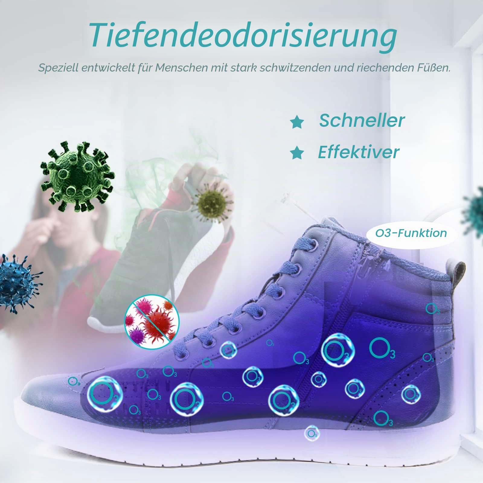 Voolex Schuhtrockner Elektrischer mit Ozon, Verbesserte Desodorierung