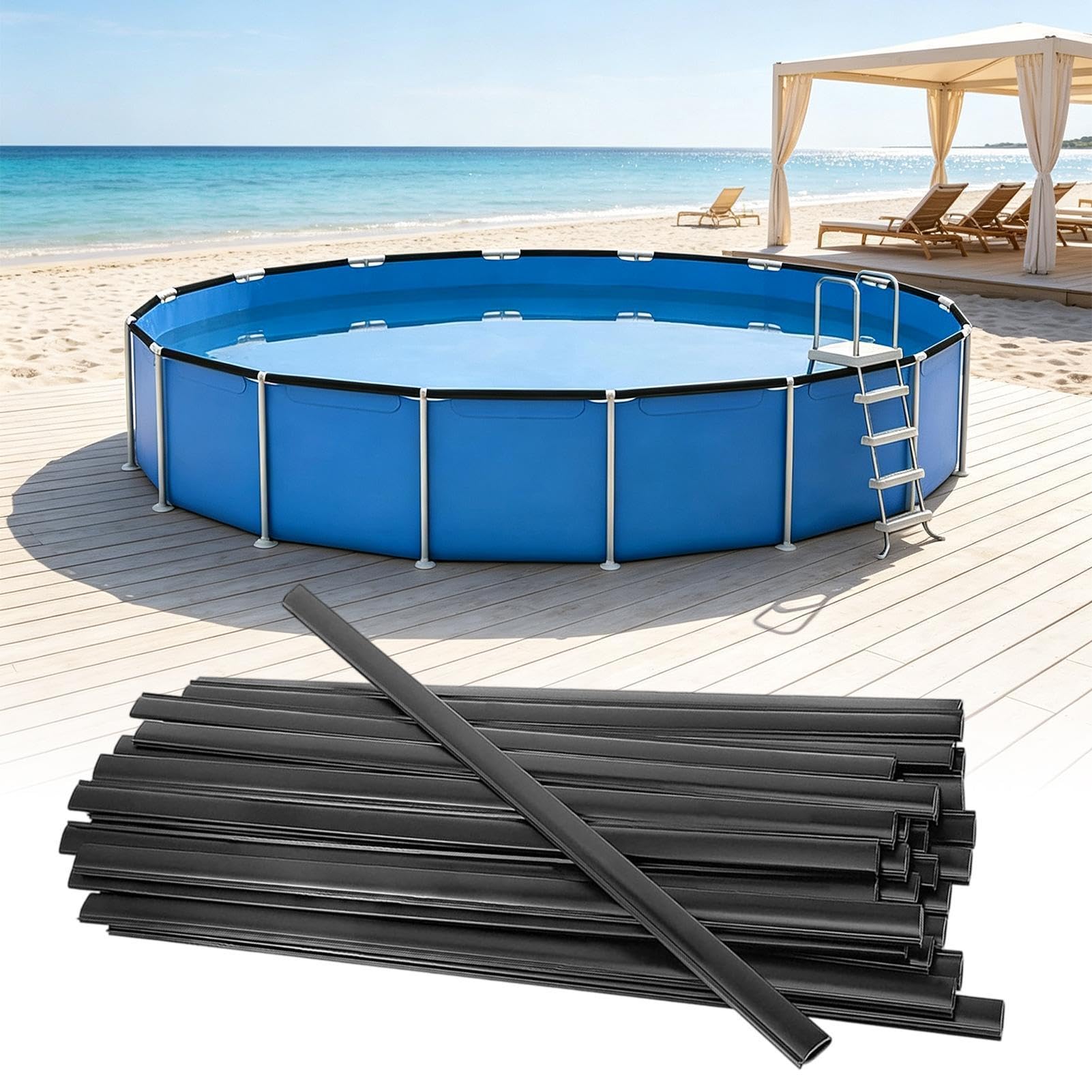 Generisch Set di 38 clip di fissaggio per bordo piscina | strisce sovrapposte per piscina, per giardino, cortile, prato, parco, cortile, parco giochi, sport acquatici e