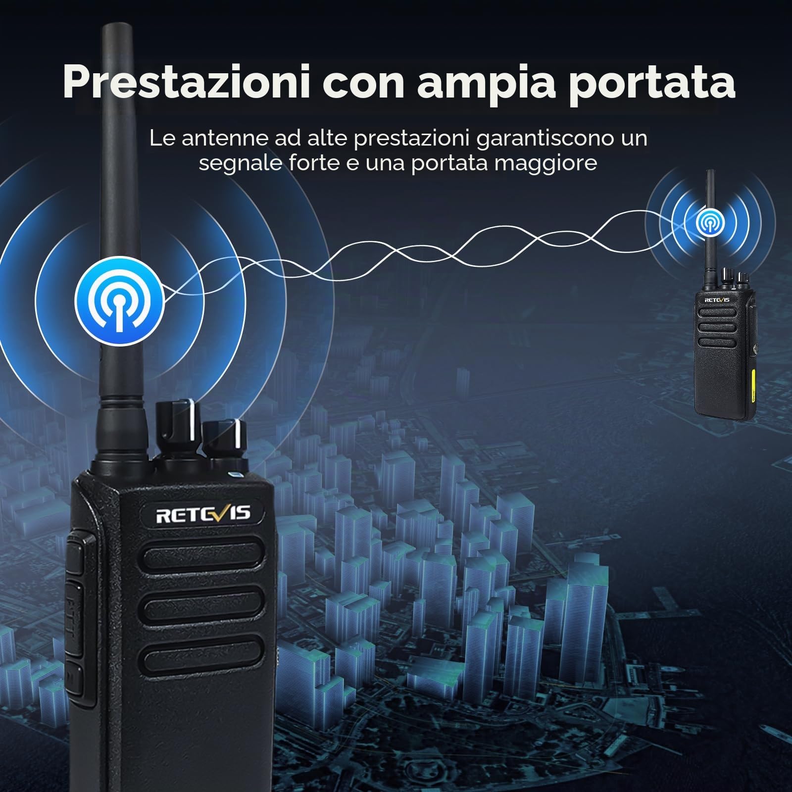Retevis RT81 Walkie Talkie DMR, Ricetrasmittente Analogico Digitale IP67 | 2200mAh, 32 Canali, VOX Impermeabile, per Settore Industriale, Nero, 2 Pezzi