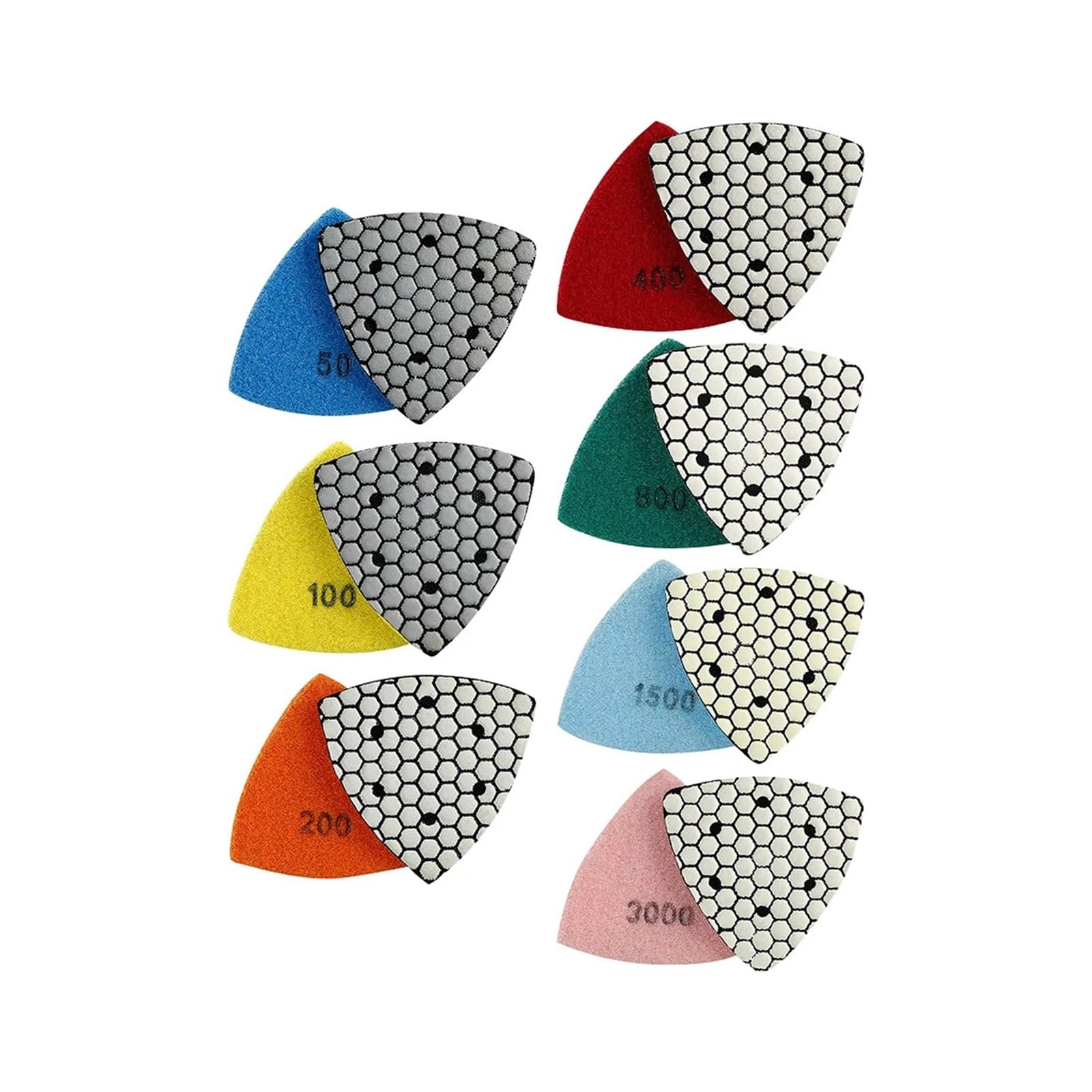 Discos de pulido de diamante con aglomerante de co Tampones for pulir en seco del diamante del triángulo de 90m m for el hormigón 7pcs del mármol del granito gruesos a finos(7PCS)