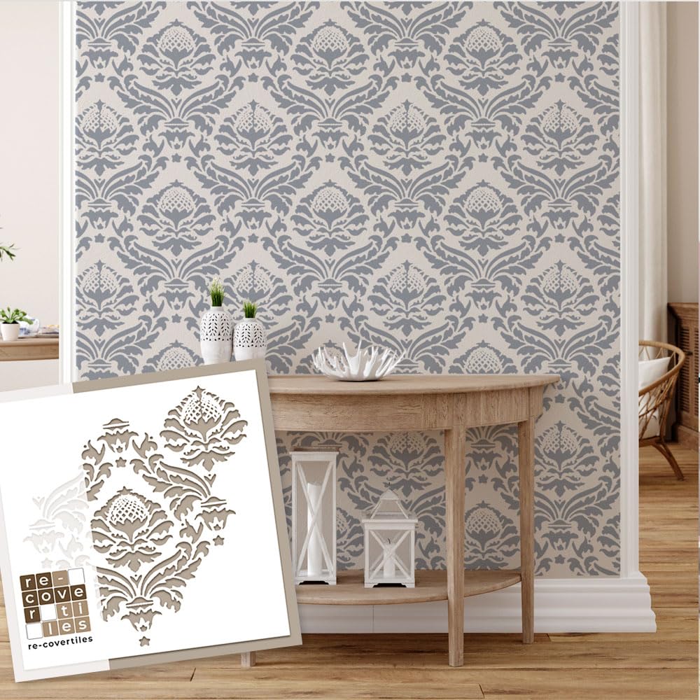 RE-COVERTILES - Stencil per Pittura e Decorazione | Flessibili Lavabili e Riutilizzabili | per Pareti, Pavimenti e Mobili | 40x40 cm