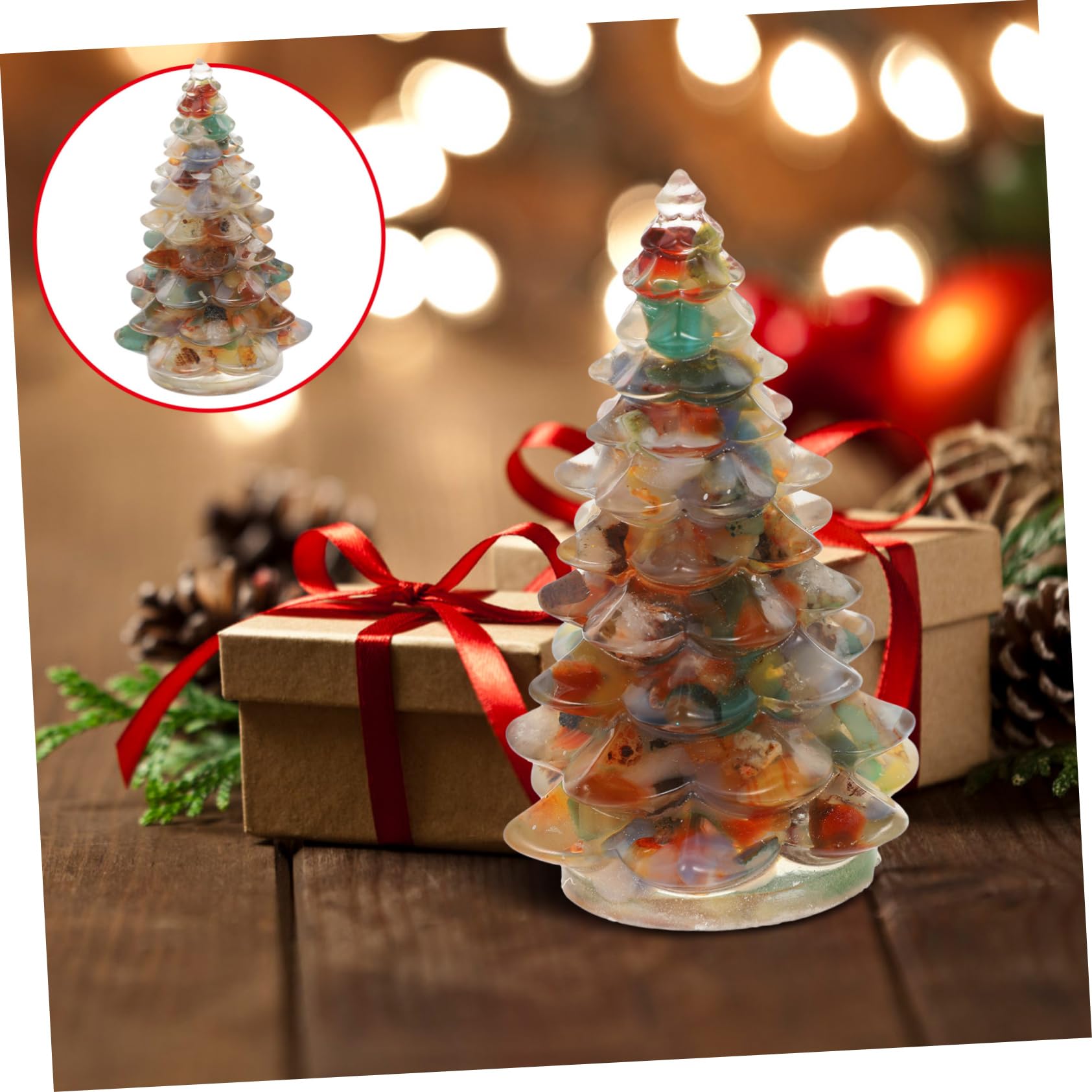 PRETYZOOM 5 Piezas Adornos para Arboles De Navidad Árboles De Mesa Adornos De Navidad Estatuilla del Árbol De Árbol De Epoxi De Mesa Decoración De Navideña Resina Sintética