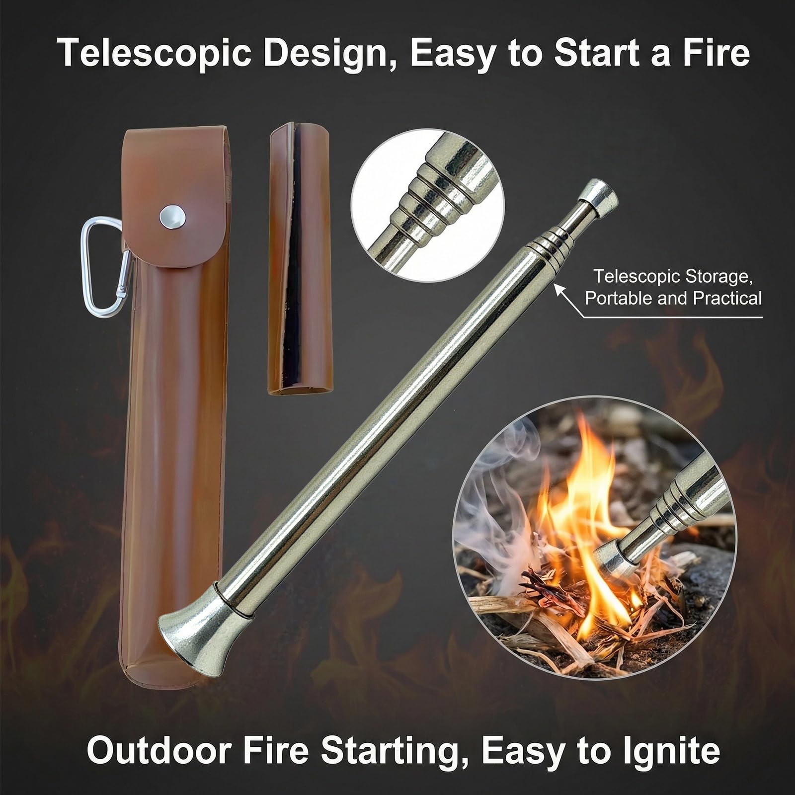 Bushcrafts Hand Auger, Handbohrer Bushcraft, Holzbearbeitung Handbohrer, Schlangenbohrer Bushcraft Mit Holster Und Blow Fire Tube Für Camping, Bushcrafts Und Outdoor Backpacking