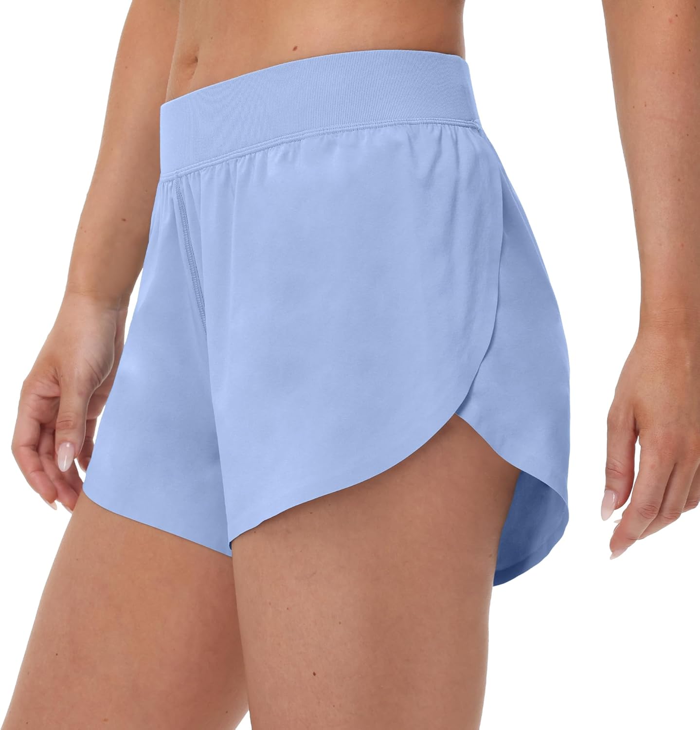 MCEDAR Women's Mid Waist Athletic Running Shorts 4" High Split for Dolphin Shorts with Comfy Mesh Liner for Gym Workout Track - Image 4