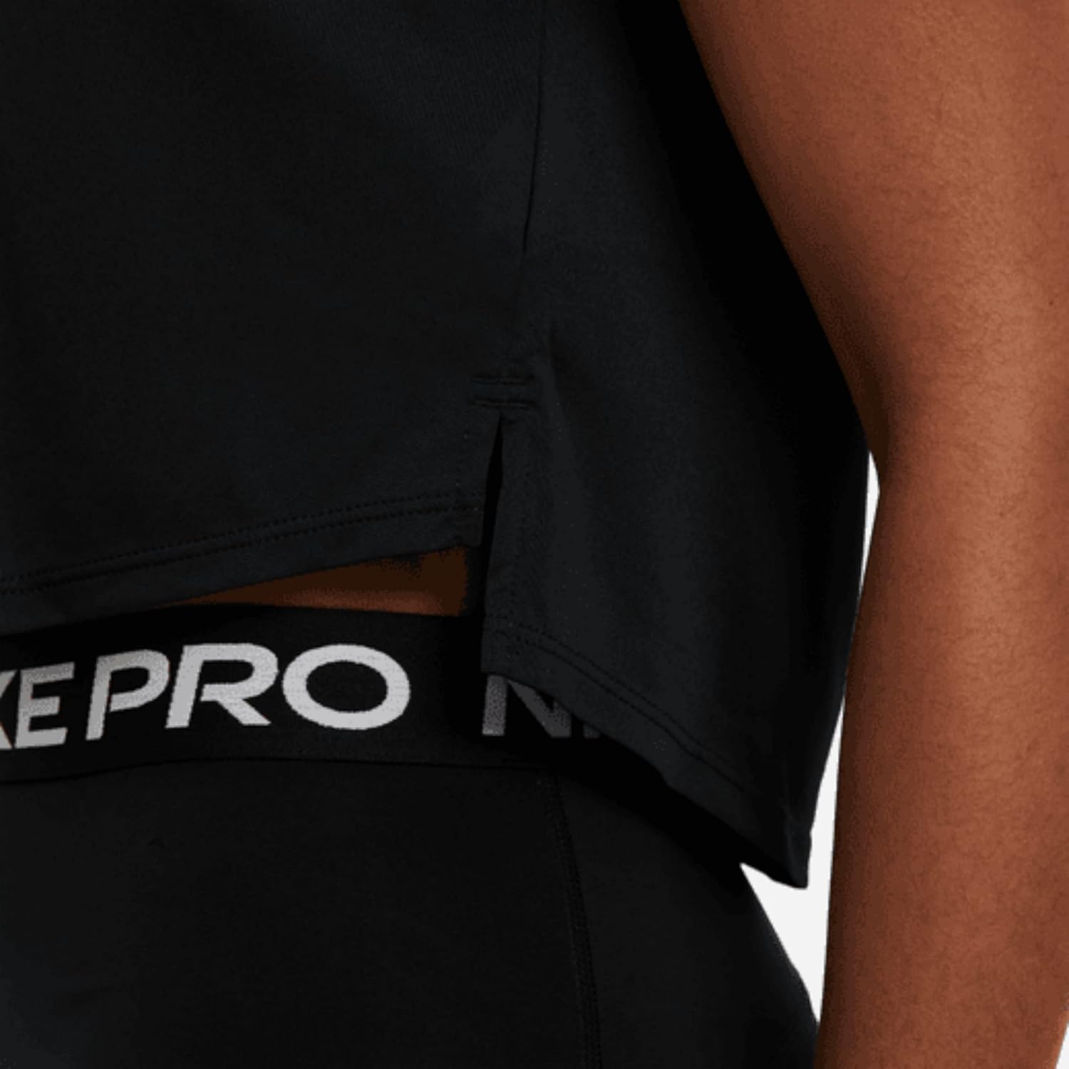 Nike Women's Dri-FIT One Short-Sleeve Cropped Top, Black/White, XL - Image 6