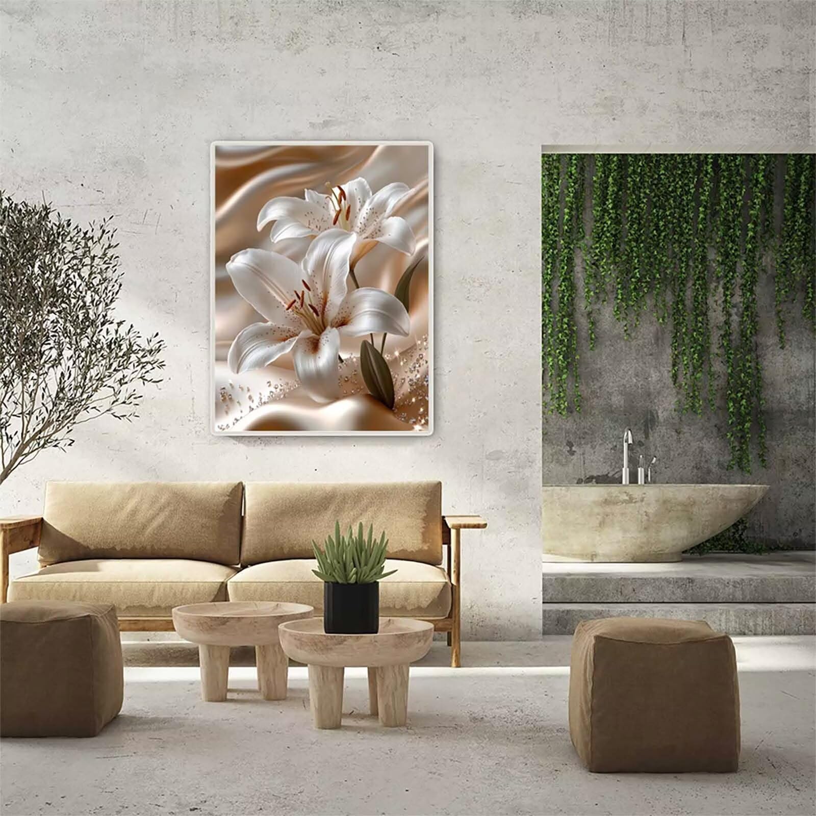 Malowanie diamentami kwiat, 5D malarstwo diamentowe pełny zestaw roślin, koraliki do przyklejania zestawy malarskie dla dorosłych, DIY diamenty, dekoracja domu prezent 100 x 135 cm 9-6955