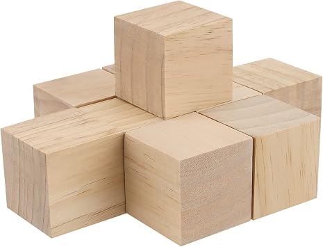 HOZEON 45 PCS 2 Inch Wooden Cubes, Natural Unfinished Wood Blocks, Blank Wood Square Blocks for Painting, Puzzle Making, Decorating, Crafts and DIY Projects
